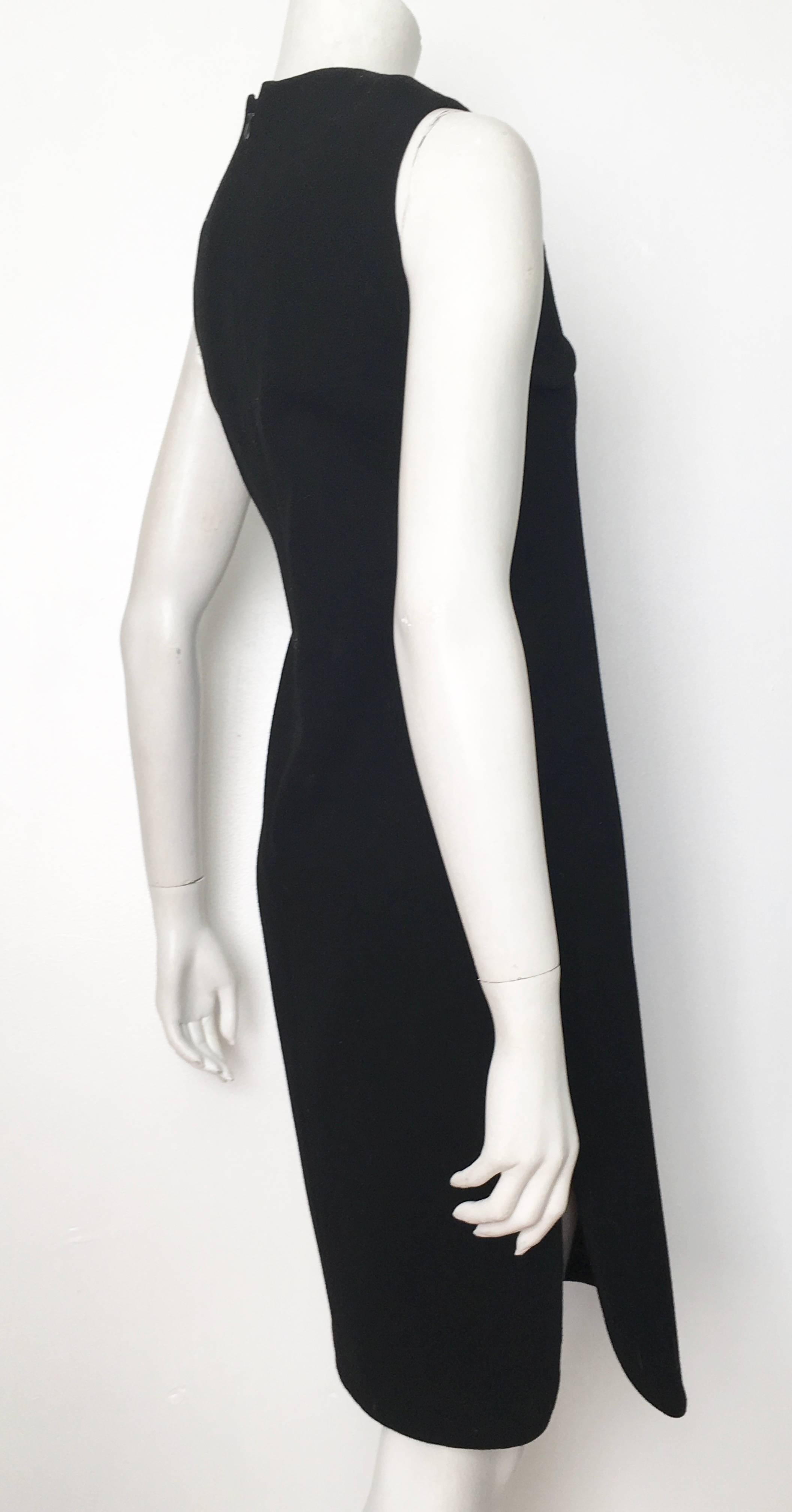 Pierre Cardin for Saks Fifth Avenue 1971 Black Wool Sleeveless Dress Size 6. 3