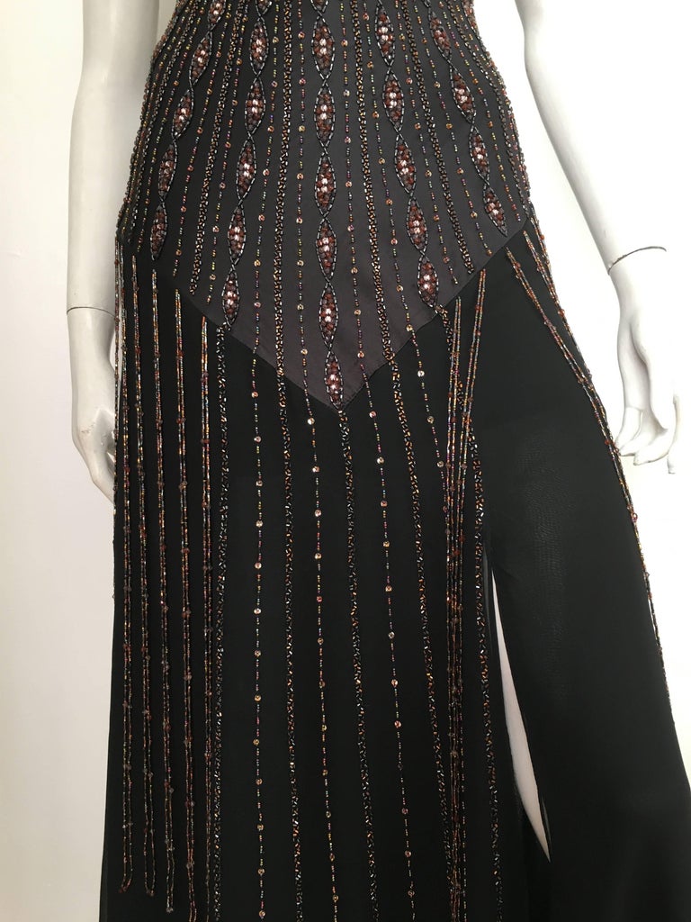 sue wong black beaded dress Cosette Dress in Ivory Silk Wool with Beaded Fringe