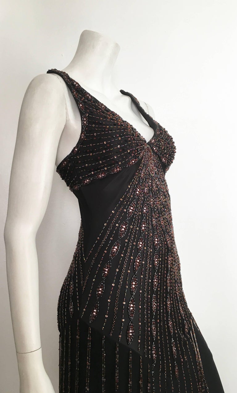 Sue Wong Black Silk Beaded Maxi Bias Cut Dress Size 2. For Sale at 1stDibs  | sue wong black beaded dress, sue wong black dress, sue wong nocturne beaded  dress