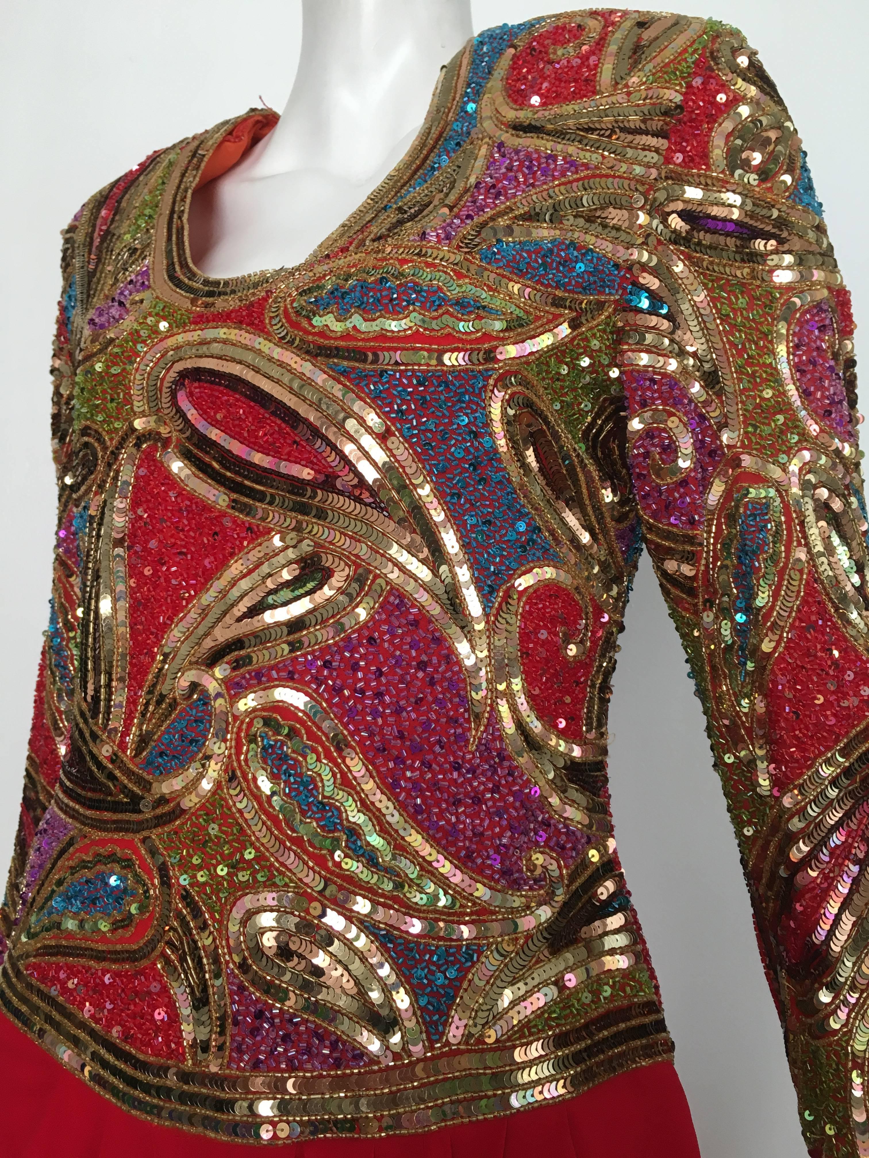 Naeem Khan 1980s Silk and Beaded Gown Size 8. For Sale 5