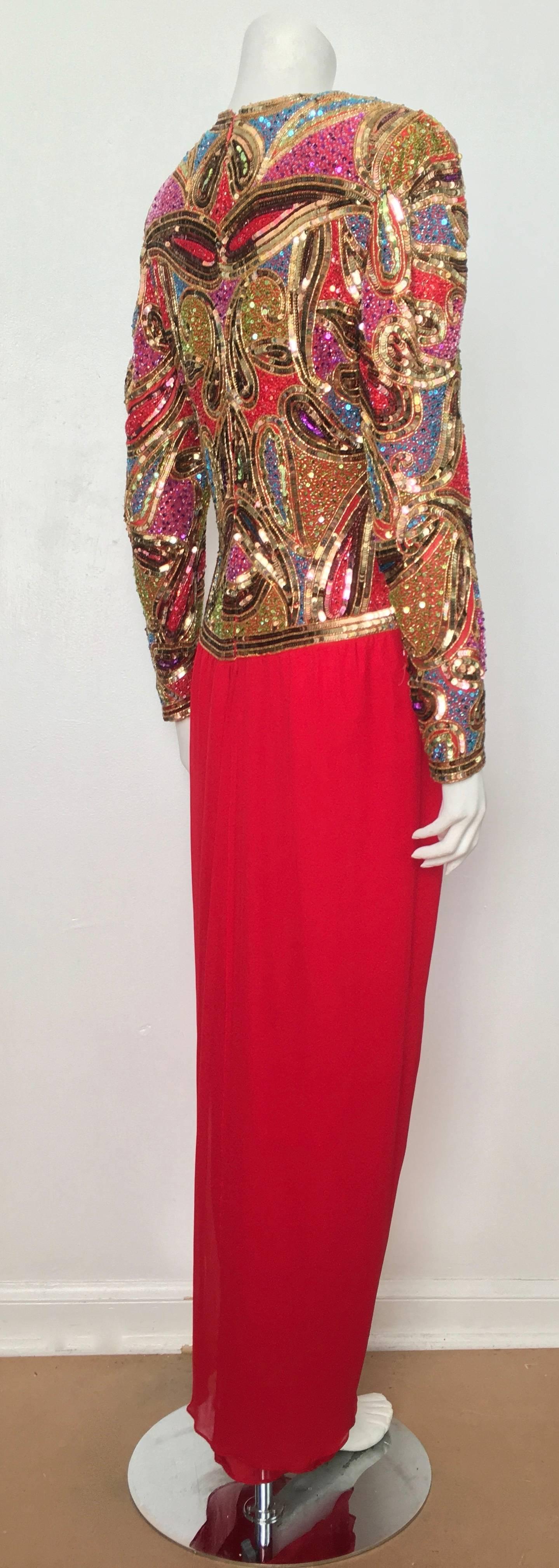 Women's or Men's Naeem Khan 1980s Silk and Beaded Gown Size 8. For Sale