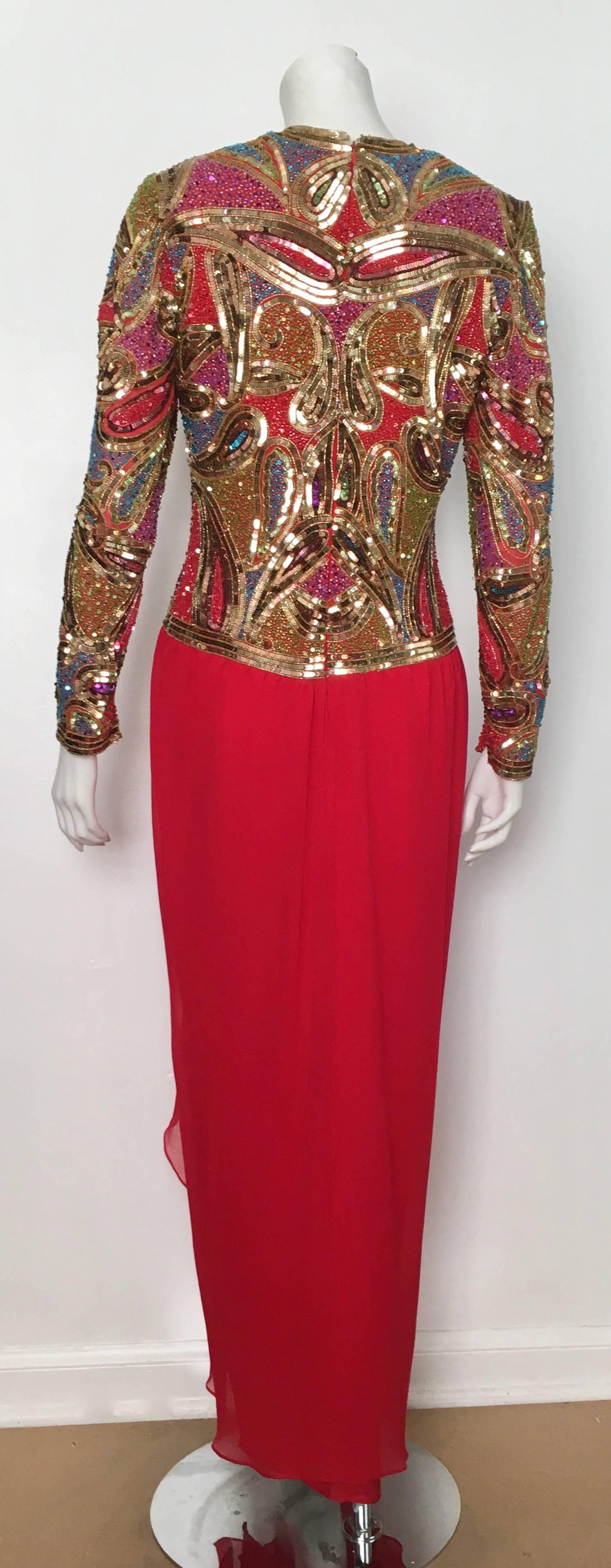 Naeem Khan 1980s Silk and Beaded Gown Size 8. For Sale 2