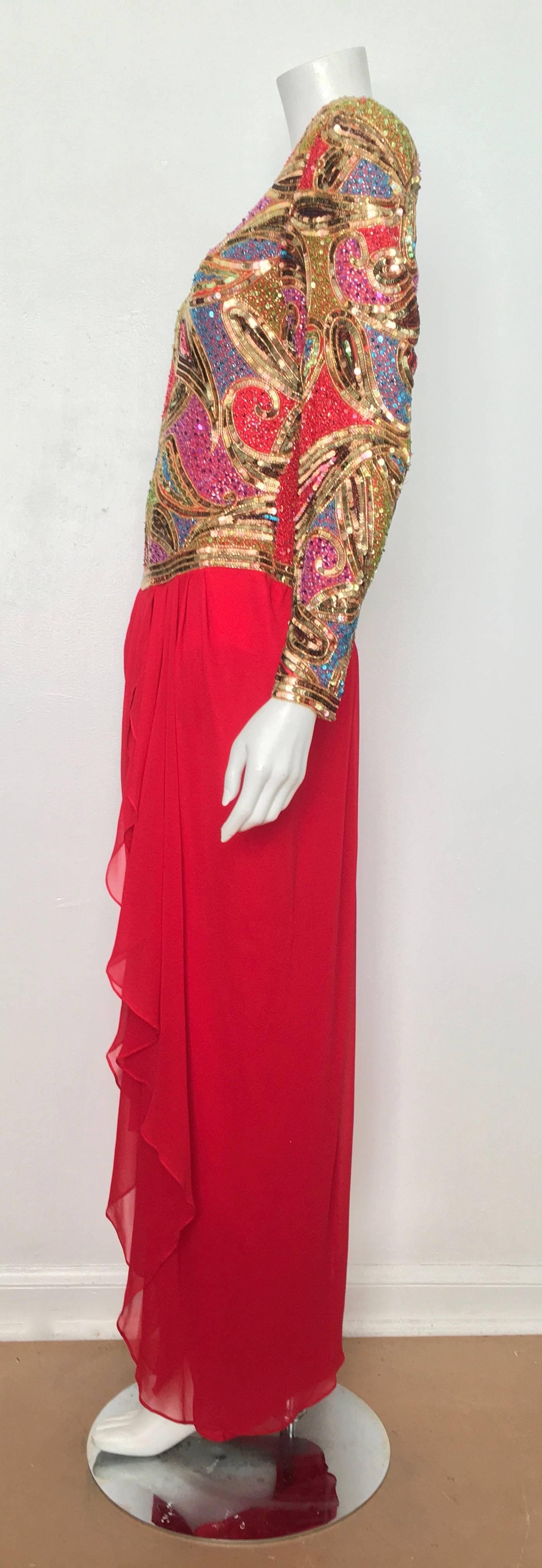 Naeem Khan 1980s Silk and Beaded Gown Size 8. For Sale 3