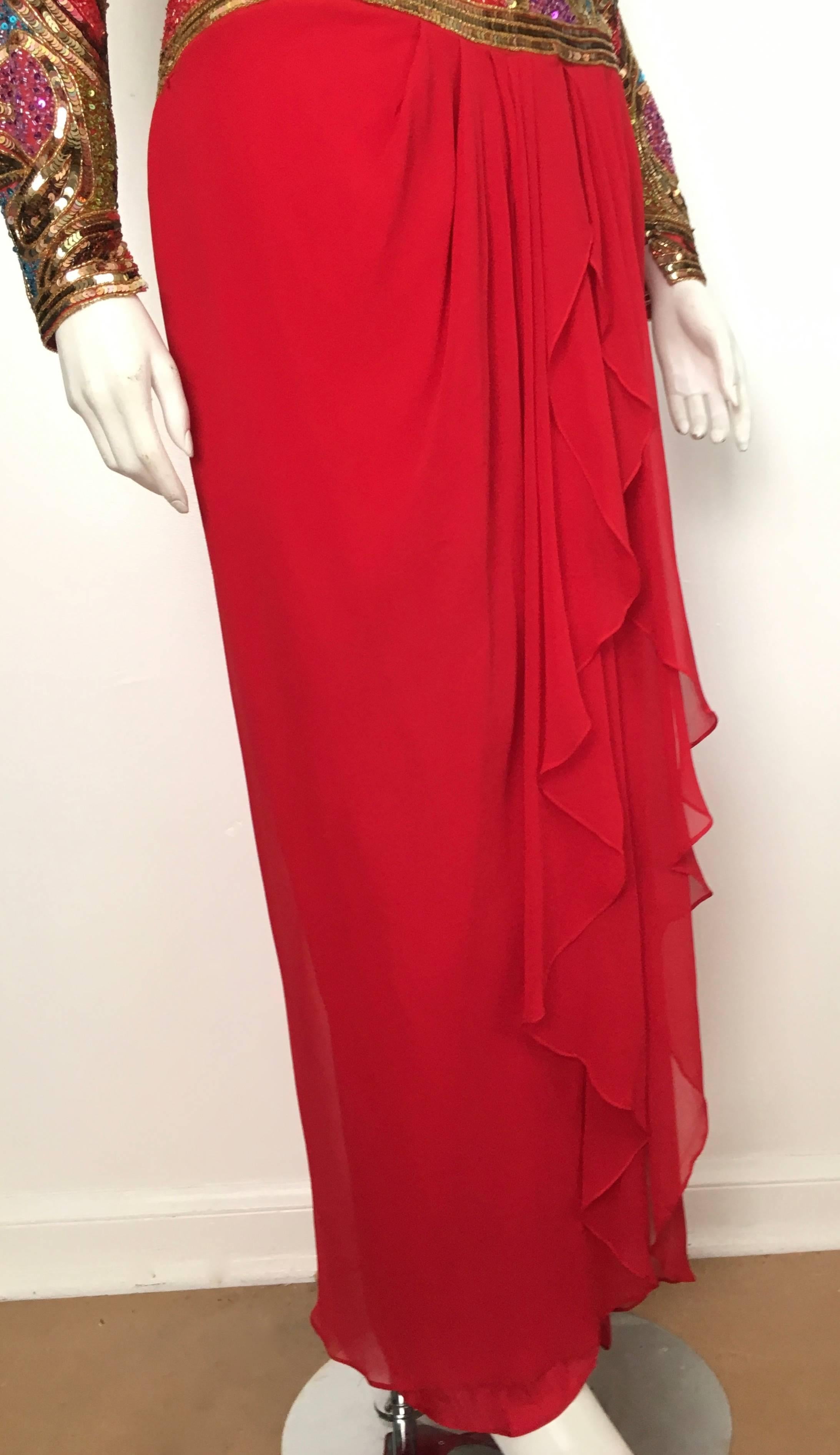 Naeem Khan 1980s Silk and Beaded Gown Size 8. For Sale 6