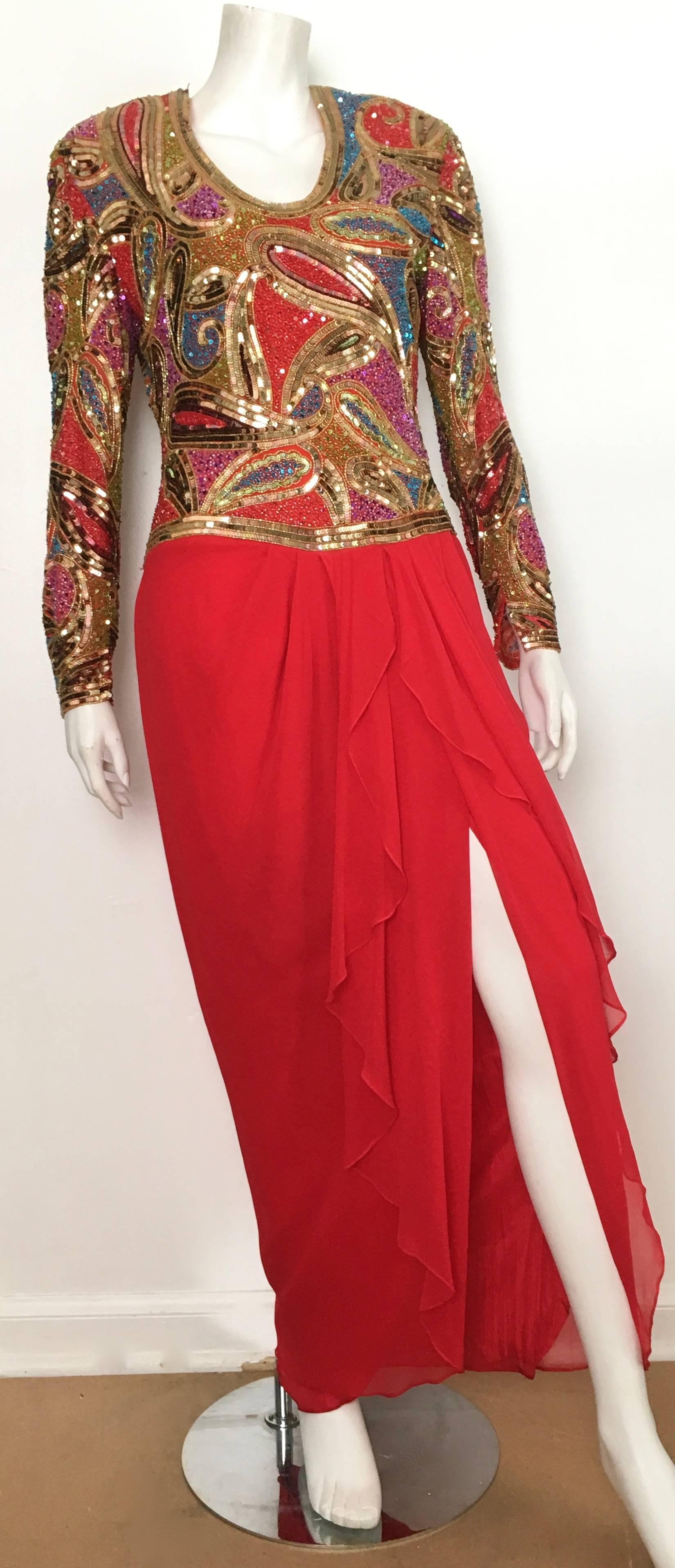 Naeem Khan 1980s Silk and Beaded Gown Size 8. For Sale 7