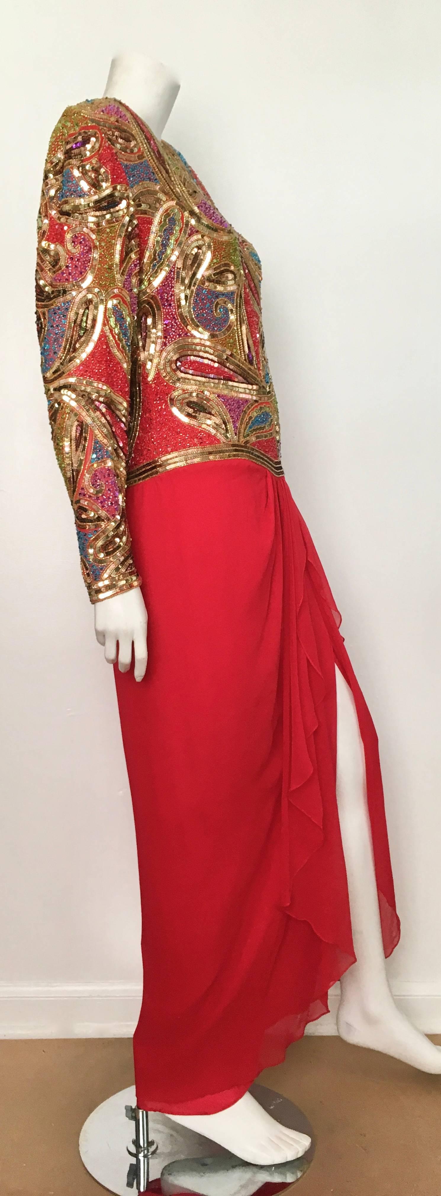 Naeem Khan 1980s Silk and Beaded Gown Size 8. For Sale 8