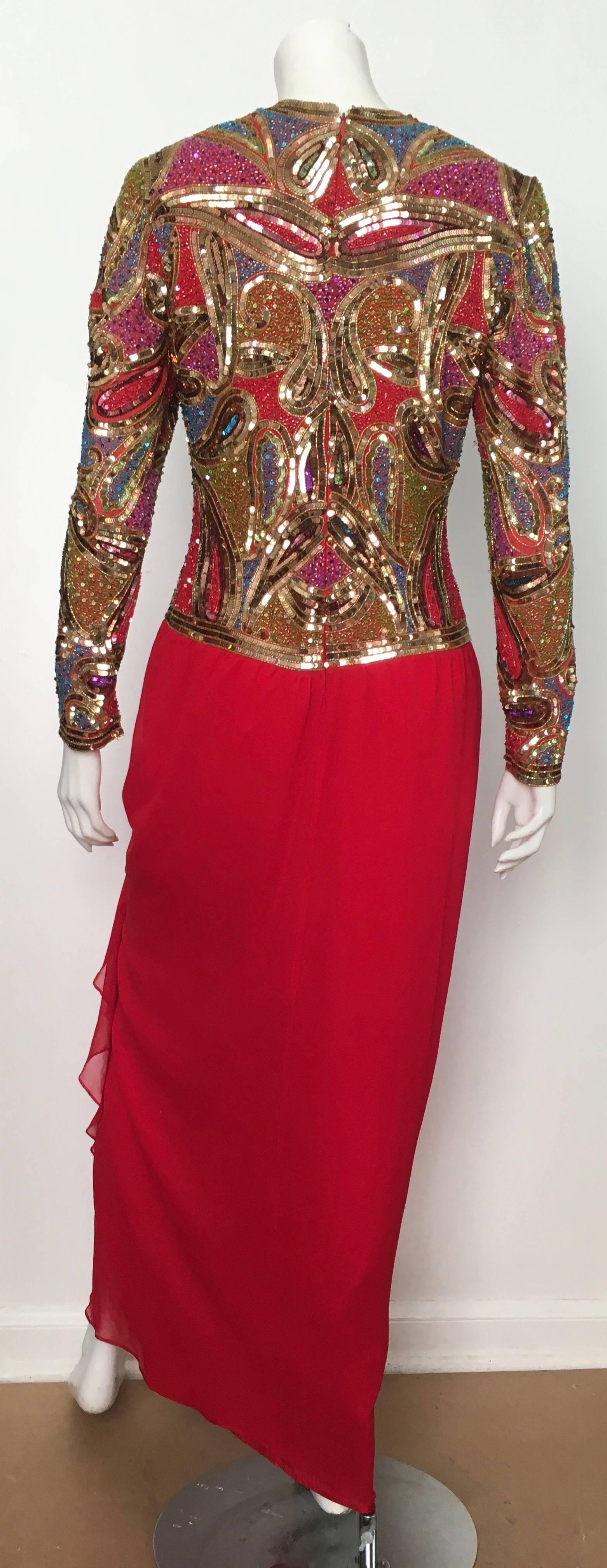 Naeem Khan 1980s Silk and Beaded Gown Size 8. For Sale 9