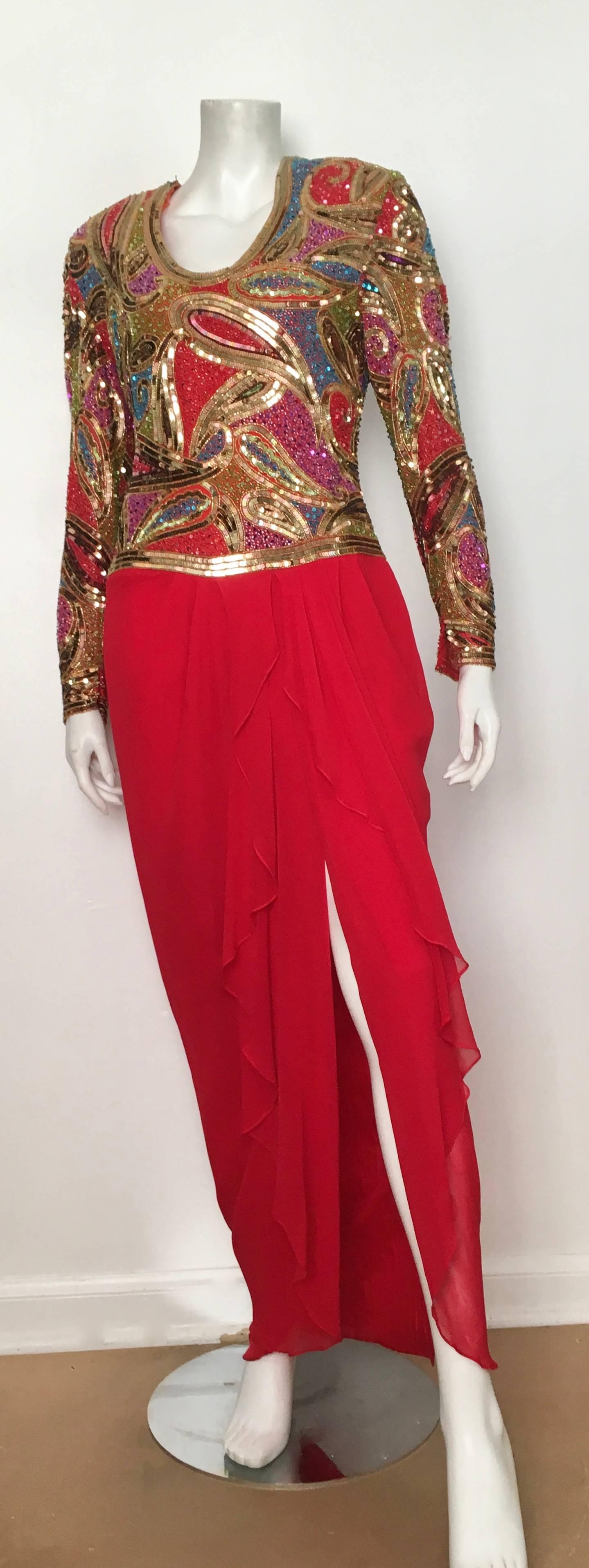 Naeem Khan 1980s Silk and Beaded Gown Size 8. For Sale 10