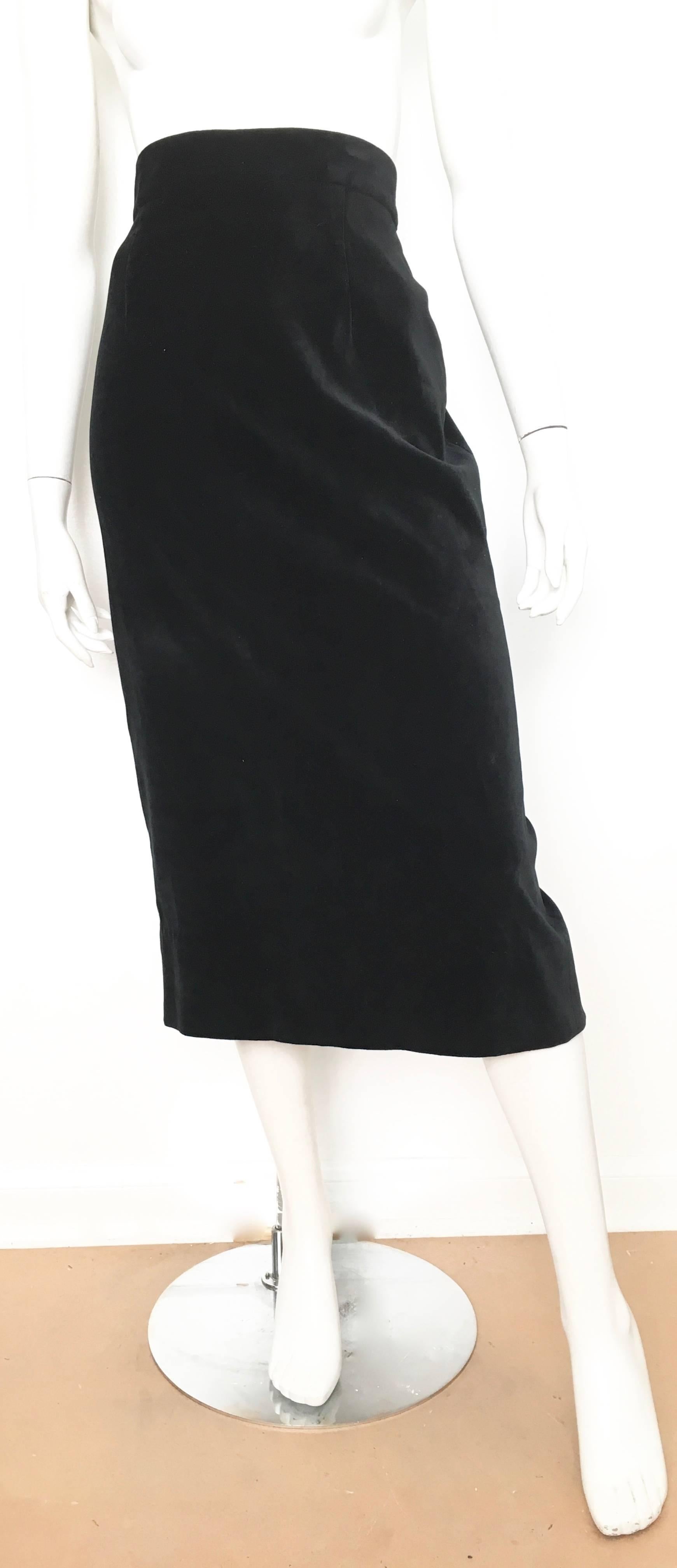 Moschino Black Velvet Long Straight Skirt Size 10 / 12.  For Sale 8