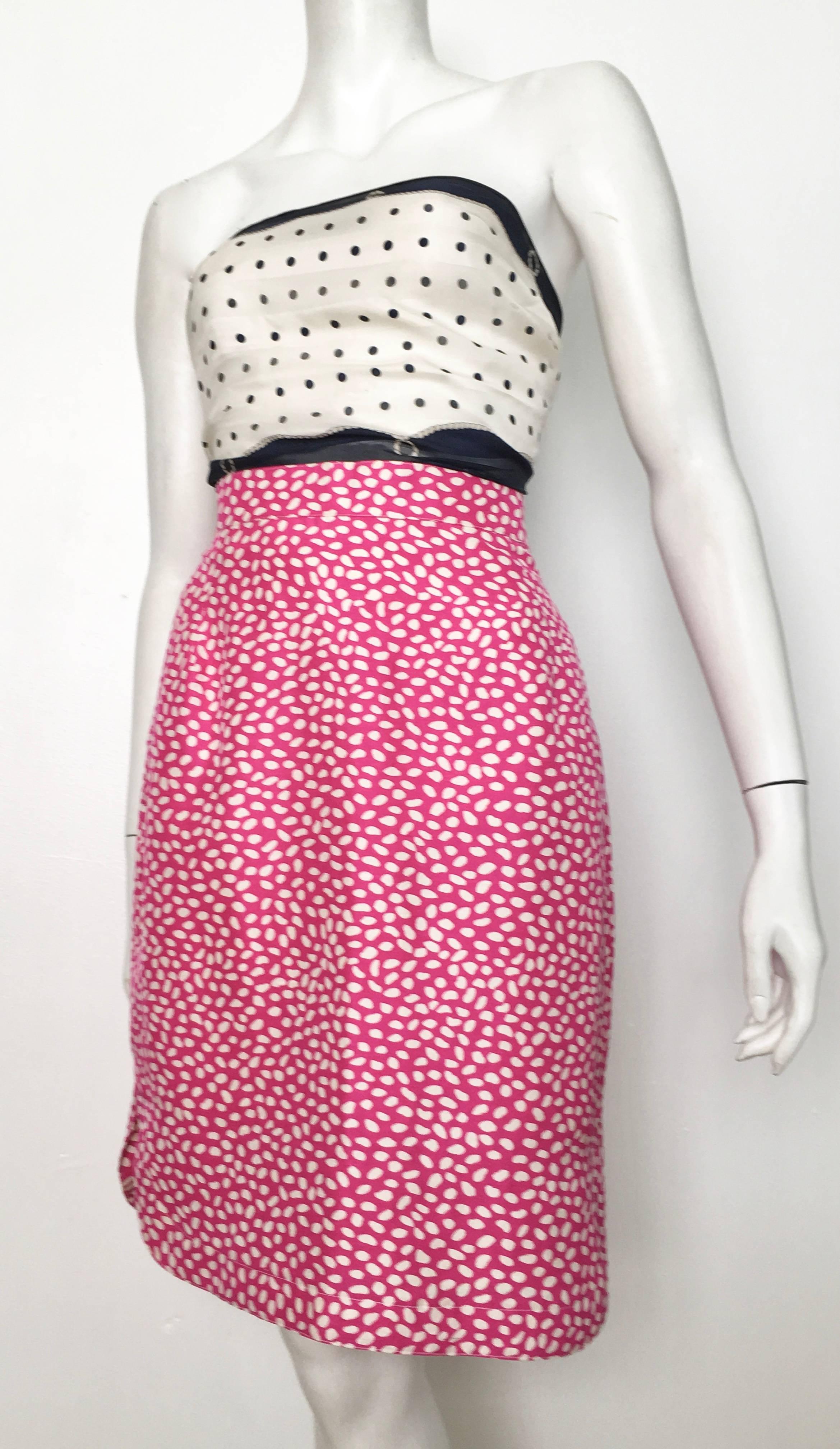Louis Feraud 1980s Cotton Pink Skirt Size 6.  For Sale 1