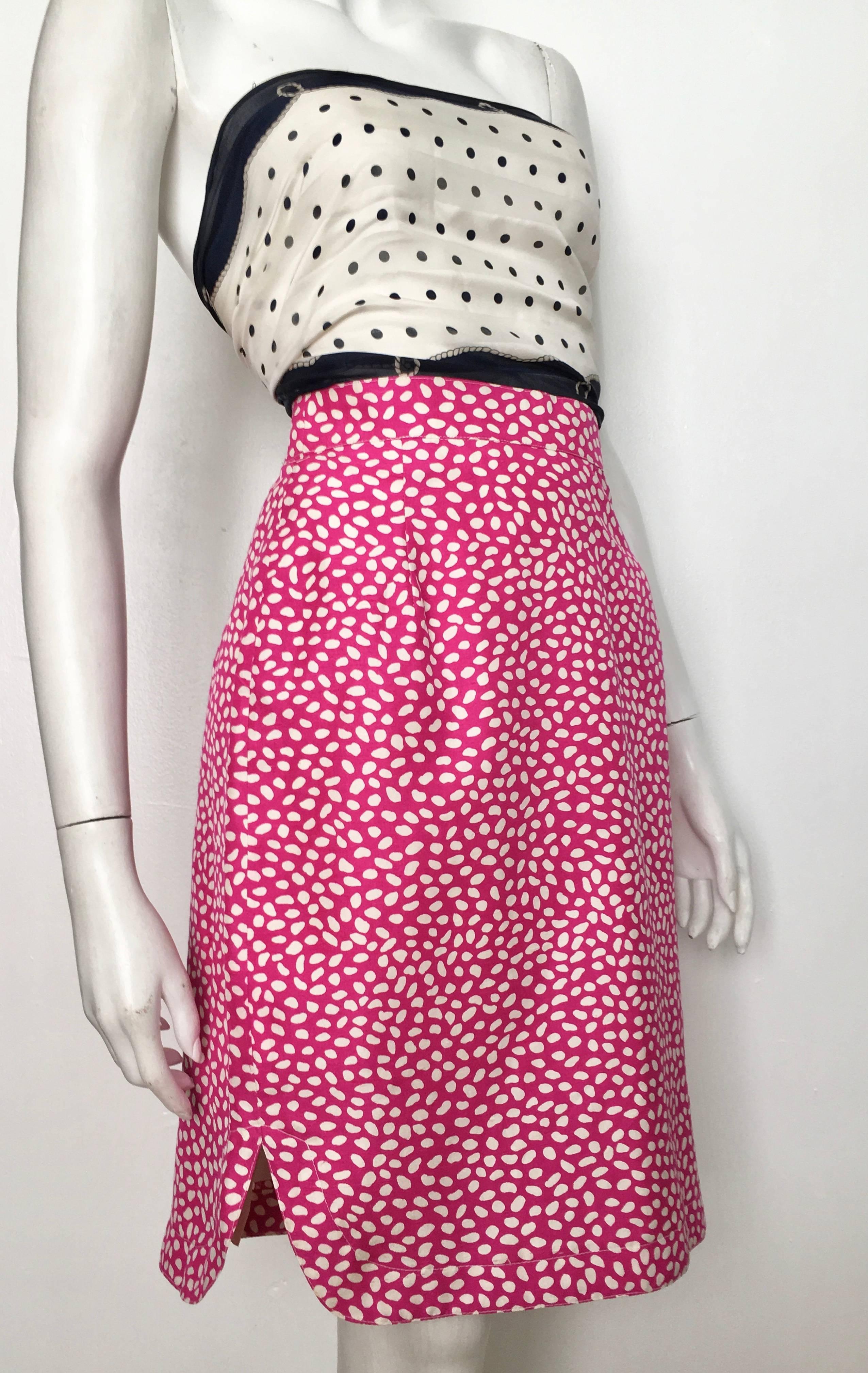 Louis Feraud 1980s Cotton Pink Skirt Size 6.  For Sale 2