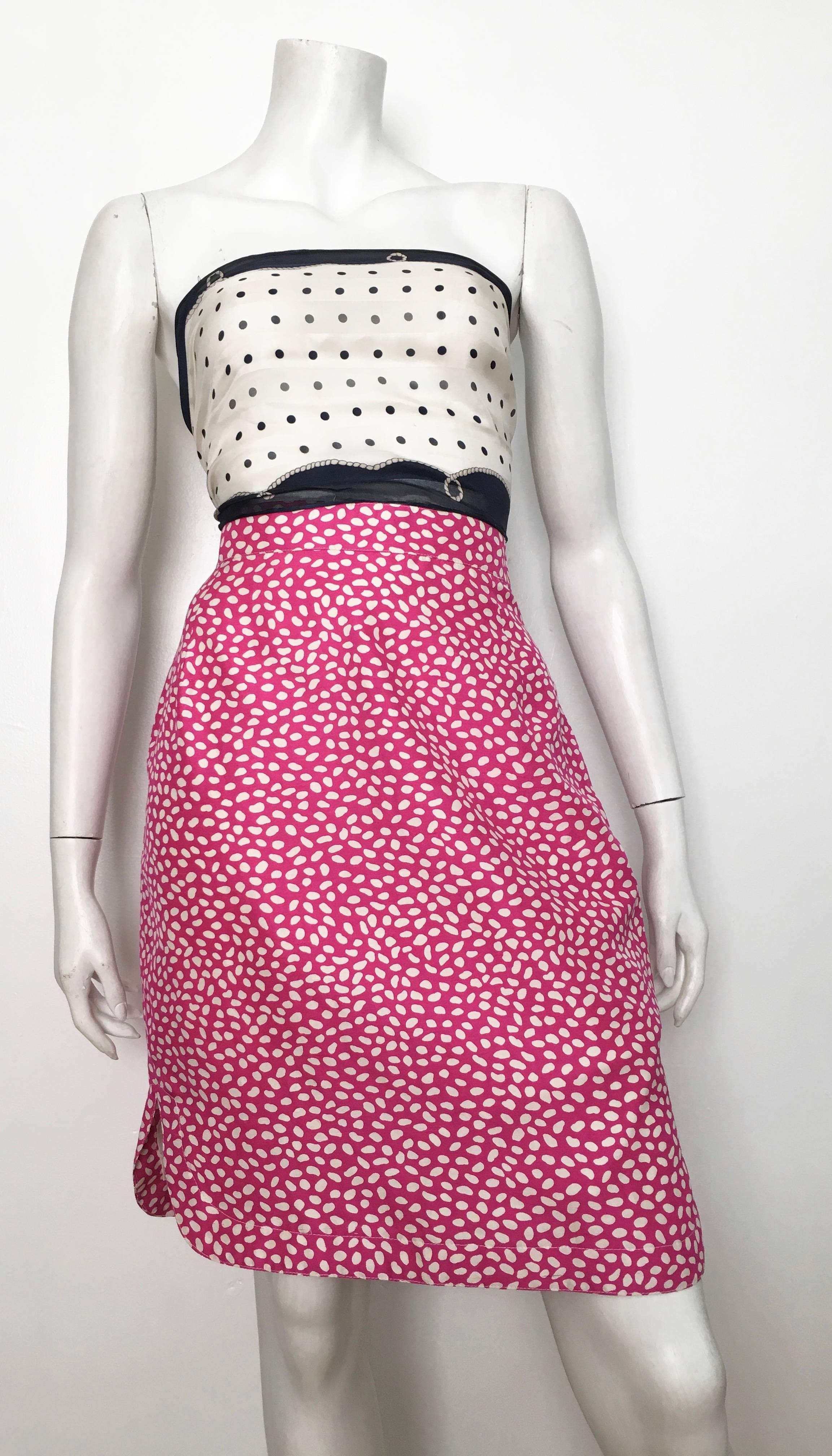 Louis Feraud 1980s Cotton Pink Skirt Size 6.  For Sale 3