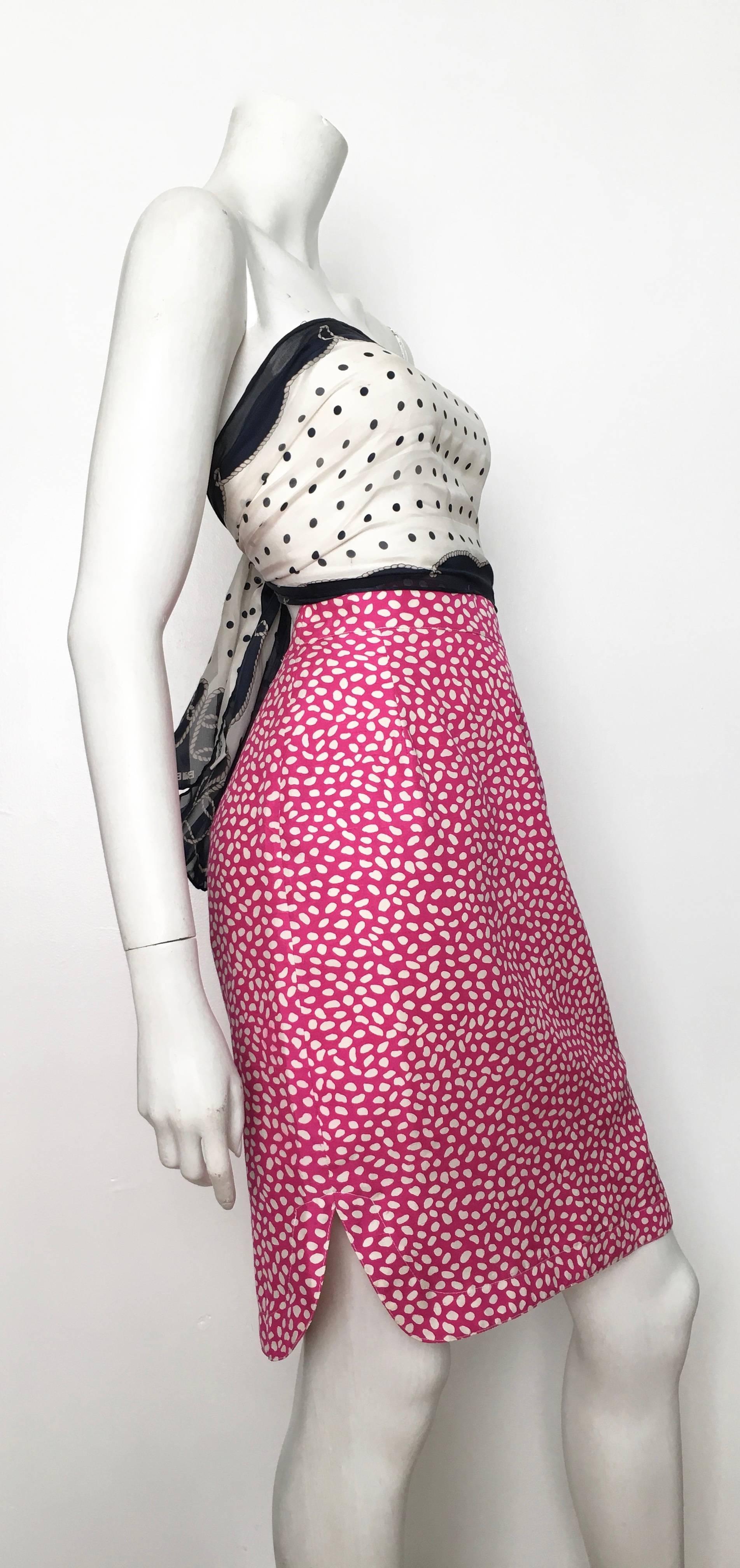 Louis Feraud 1980s Cotton Pink Skirt Size 6.  For Sale 4