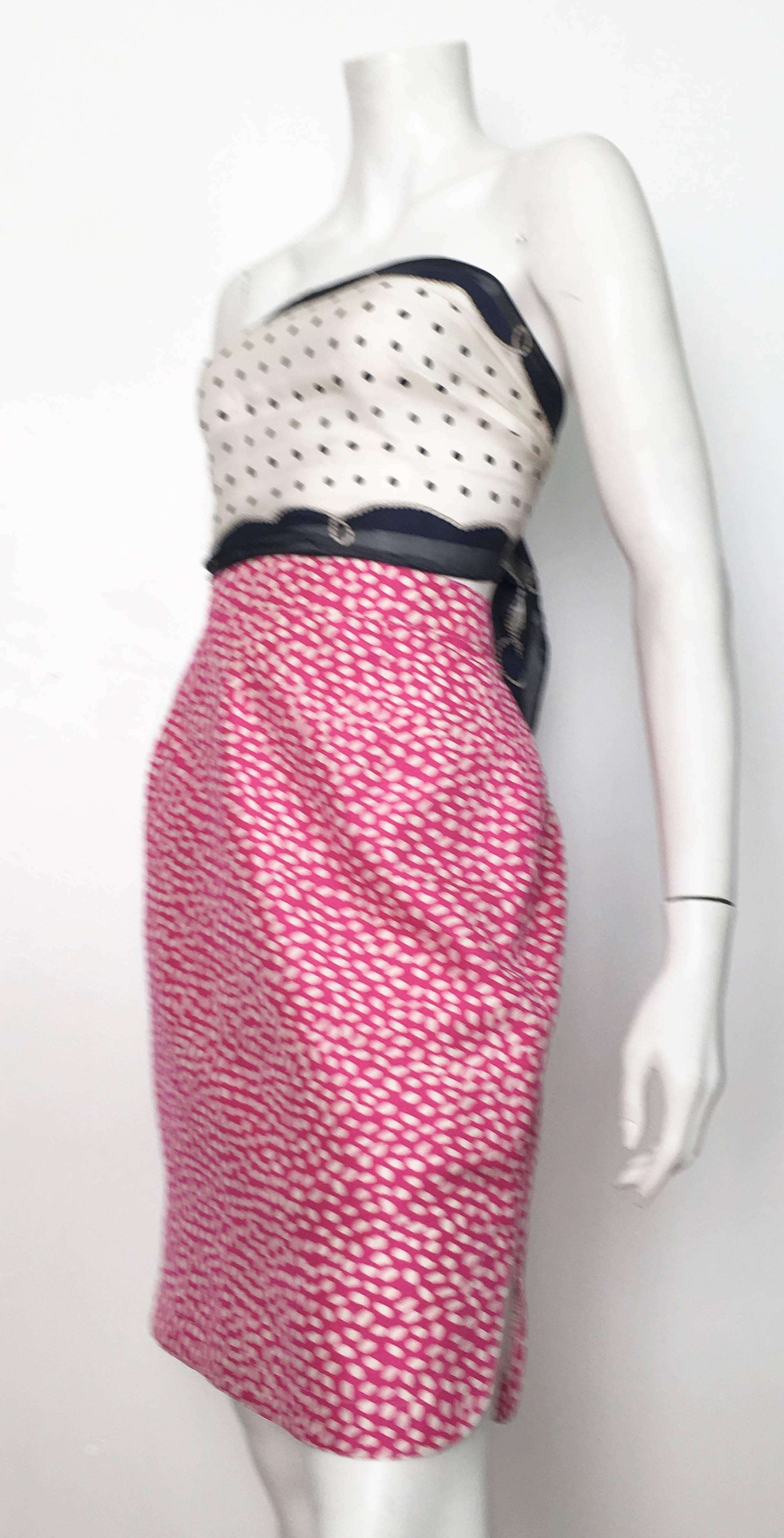 Louis Feraud 1980s Cotton Pink Skirt Size 6.  For Sale 8