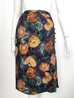 Emanuel Ungaro 1980s Long Floral Skirt Size 4/6.