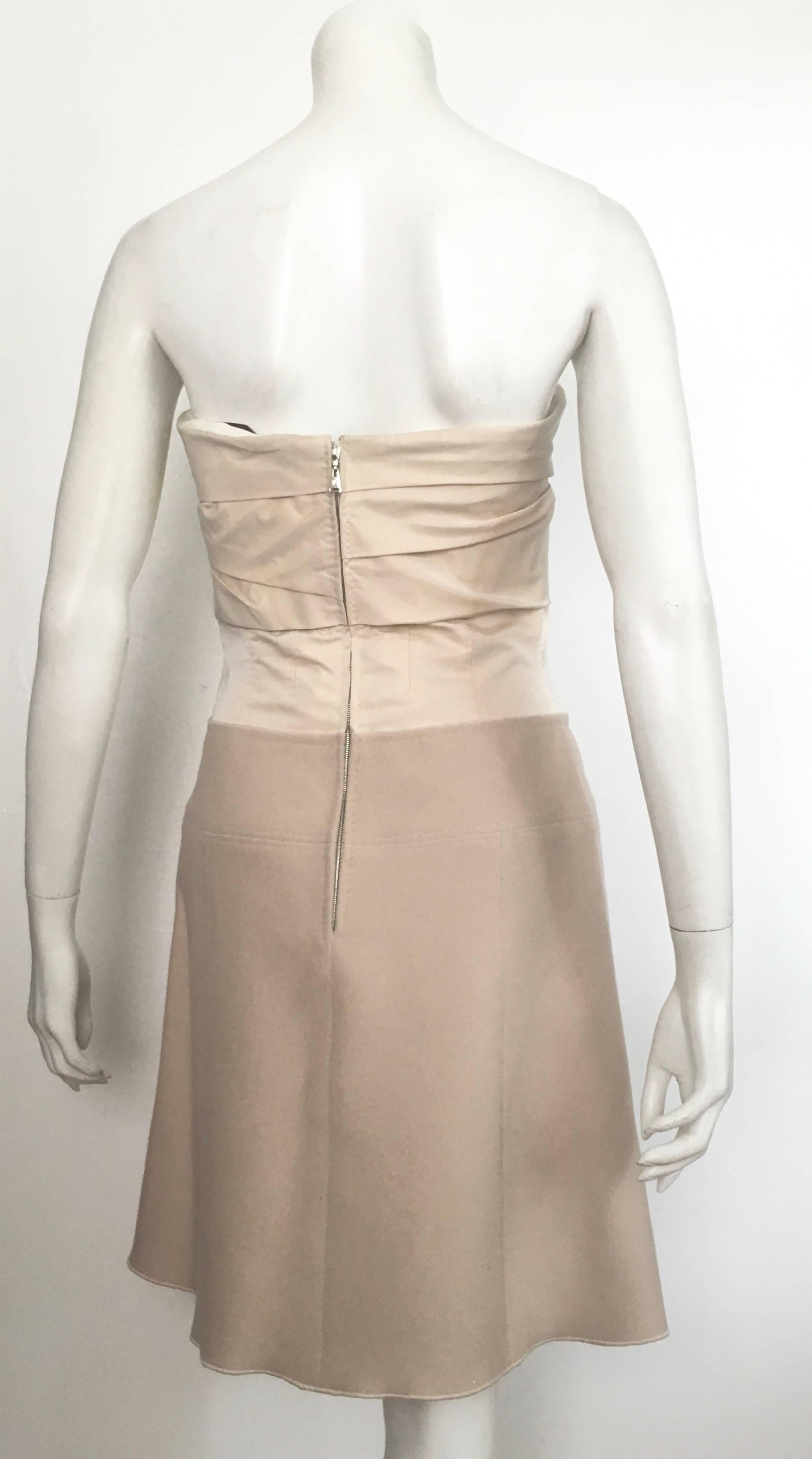 Louis Vuitton Cream Strapless Mini Dress Size 38 / 6 In Excellent Condition For Sale In Atlanta, GA