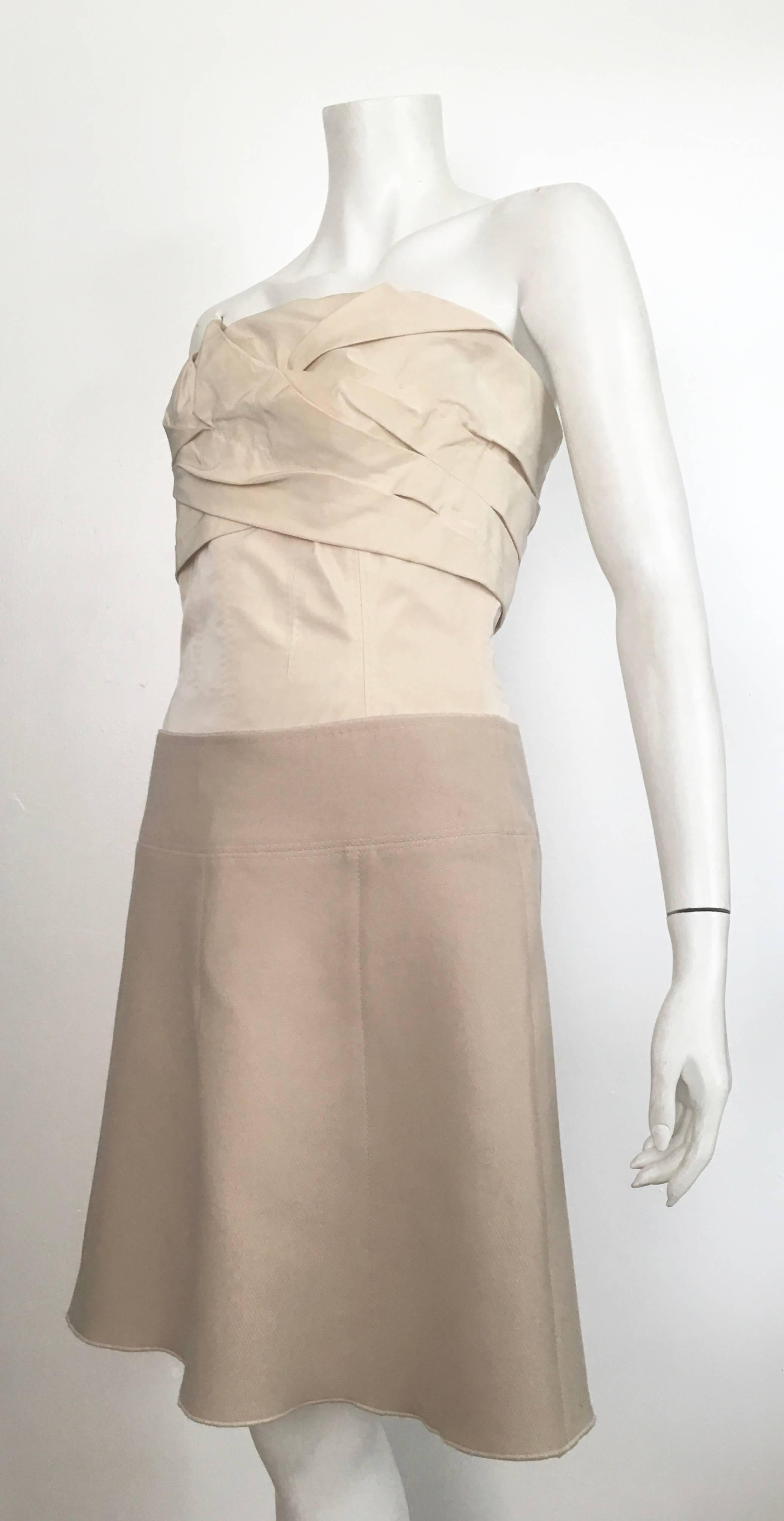 Louis Vuitton Cream Strapless Mini Dress Size 38 / 6 For Sale 1