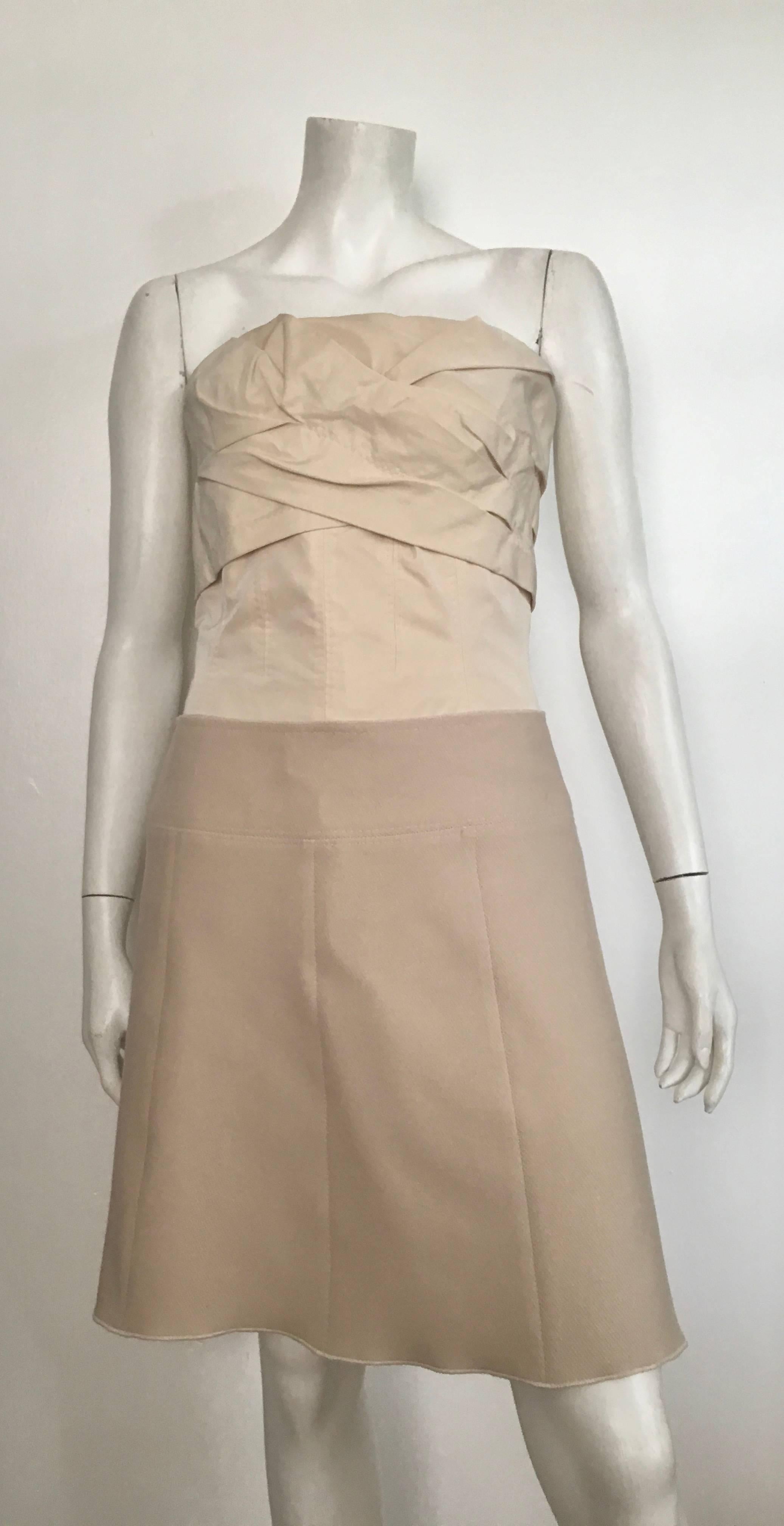 Louis Vuitton Cream Strapless Mini Dress Size 38 / 6 For Sale 2