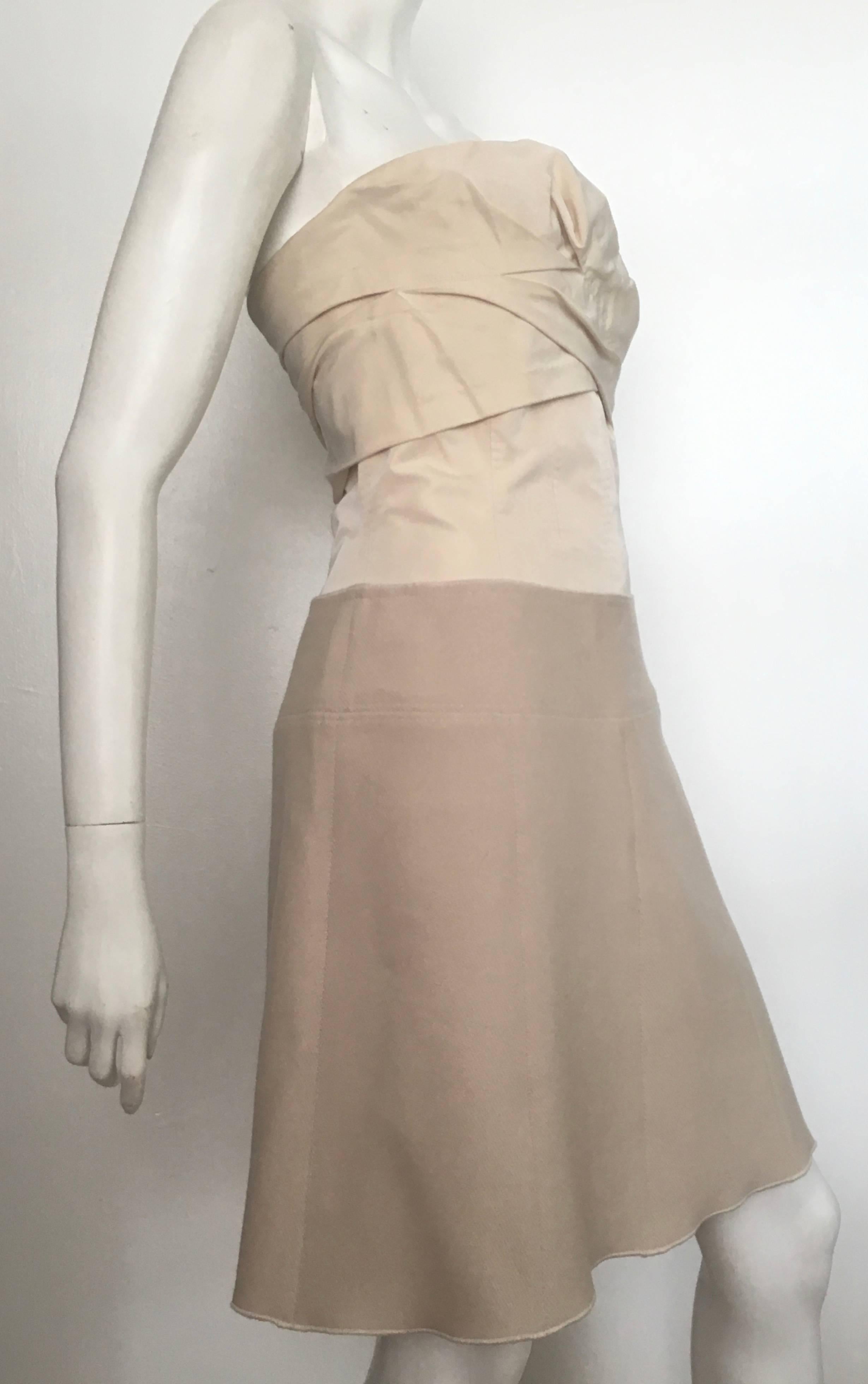 Louis Vuitton Cream Strapless Mini Dress Size 38 / 6 For Sale 6