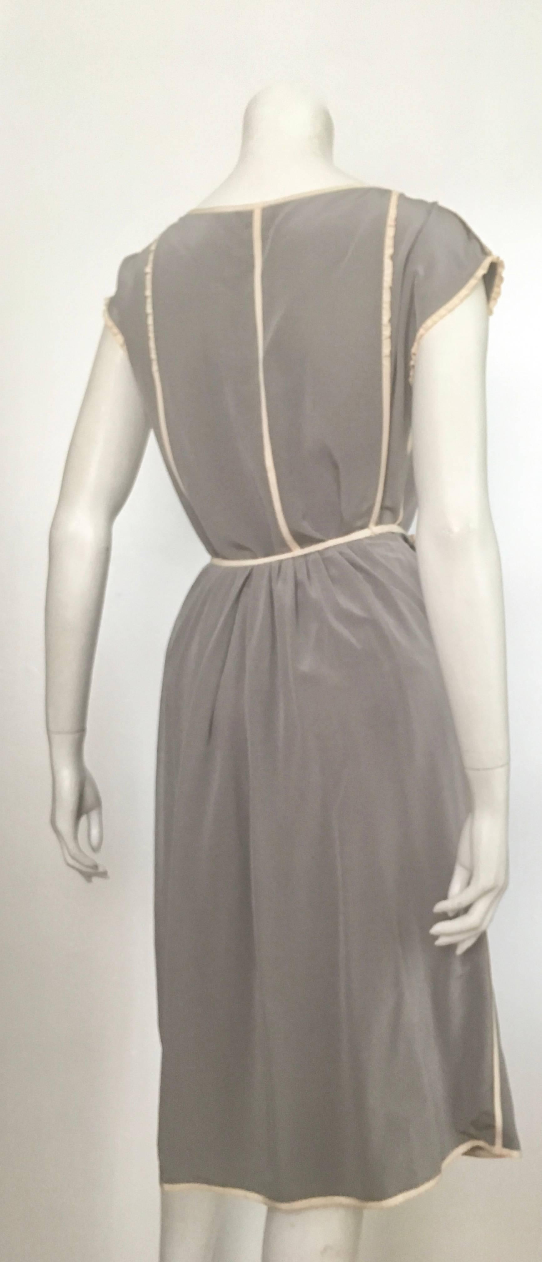 Gray Geoffrey Beene for Neiman Marcus 1970s Silk Blouse & Skirt with pockets Size 2.  For Sale