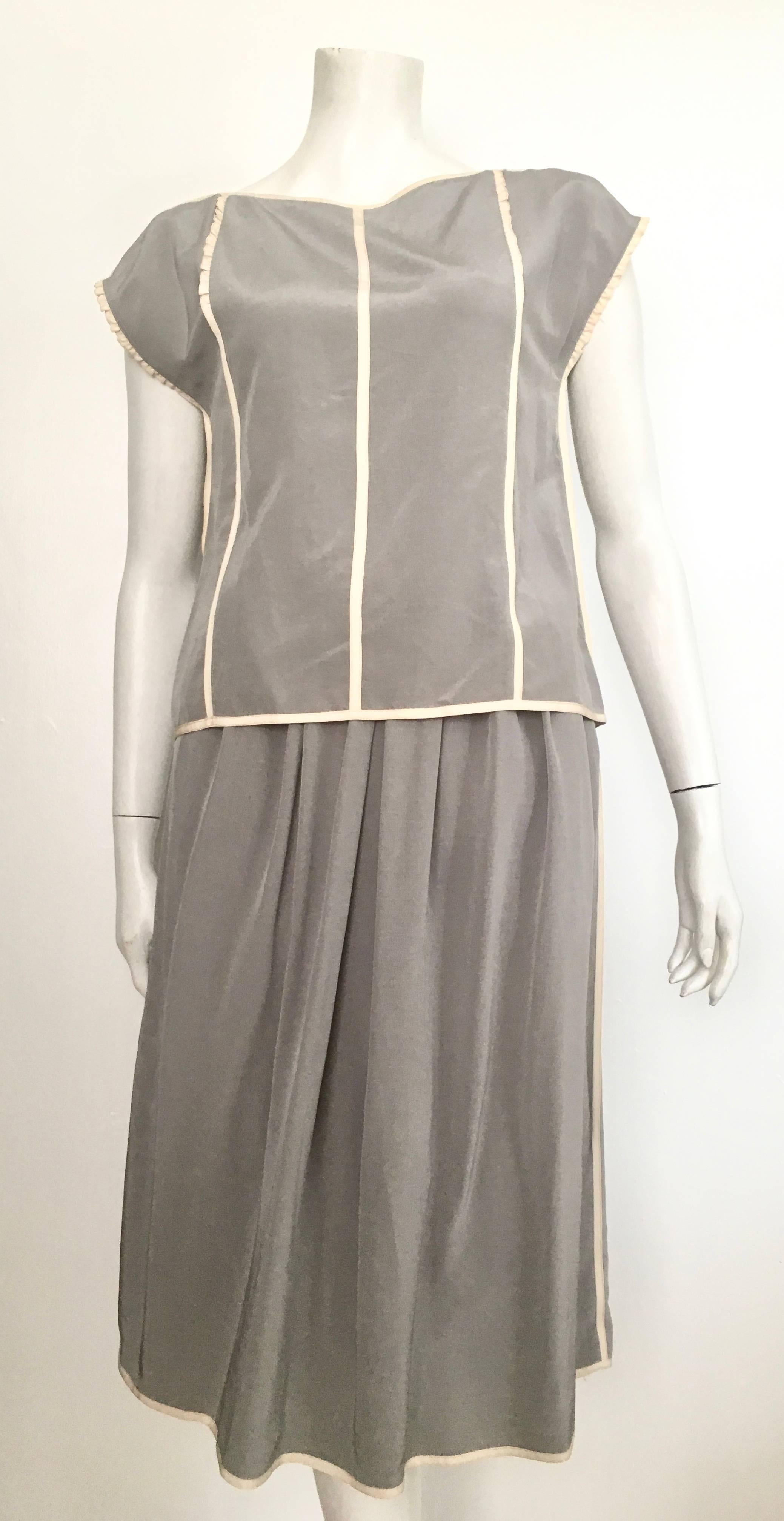 Geoffrey Beene for Neiman Marcus 1970s Silk Blouse & Skirt with pockets Size 2.  For Sale 1