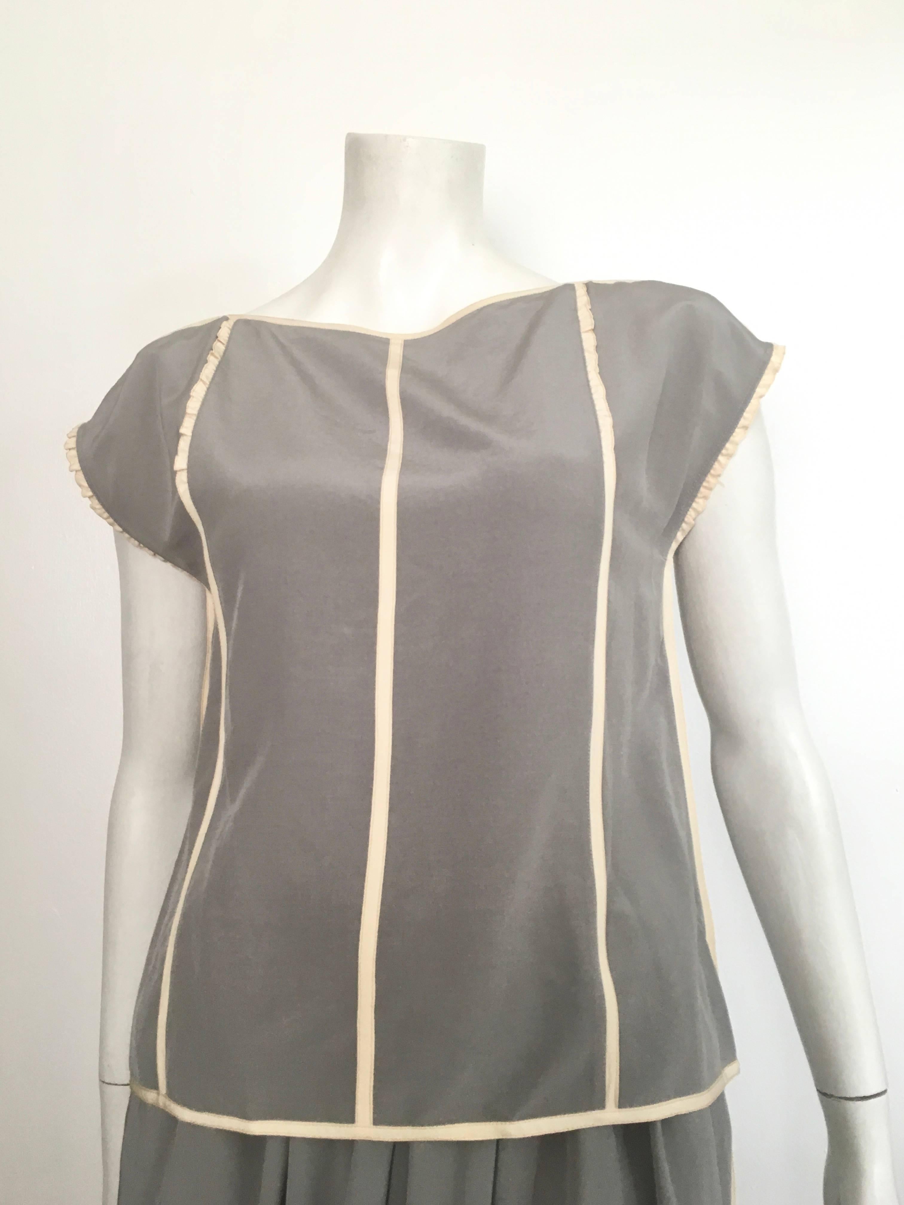 Geoffrey Beene for Neiman Marcus 1970s Silk Blouse & Skirt with pockets Size 2.  For Sale 2