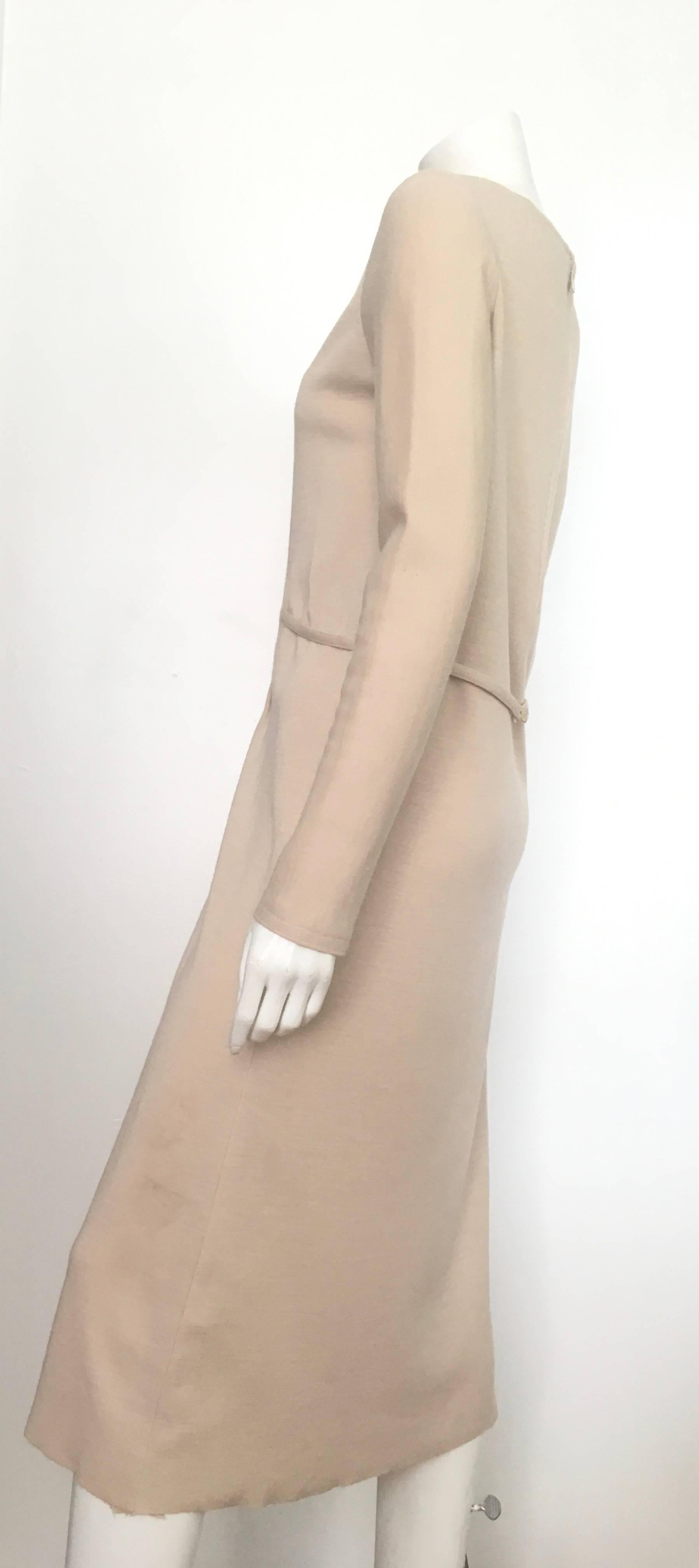 Geoffrey Beene Boutique 1970s Wool Knit Tan Long Sleeve Dress Size 8. For Sale 7