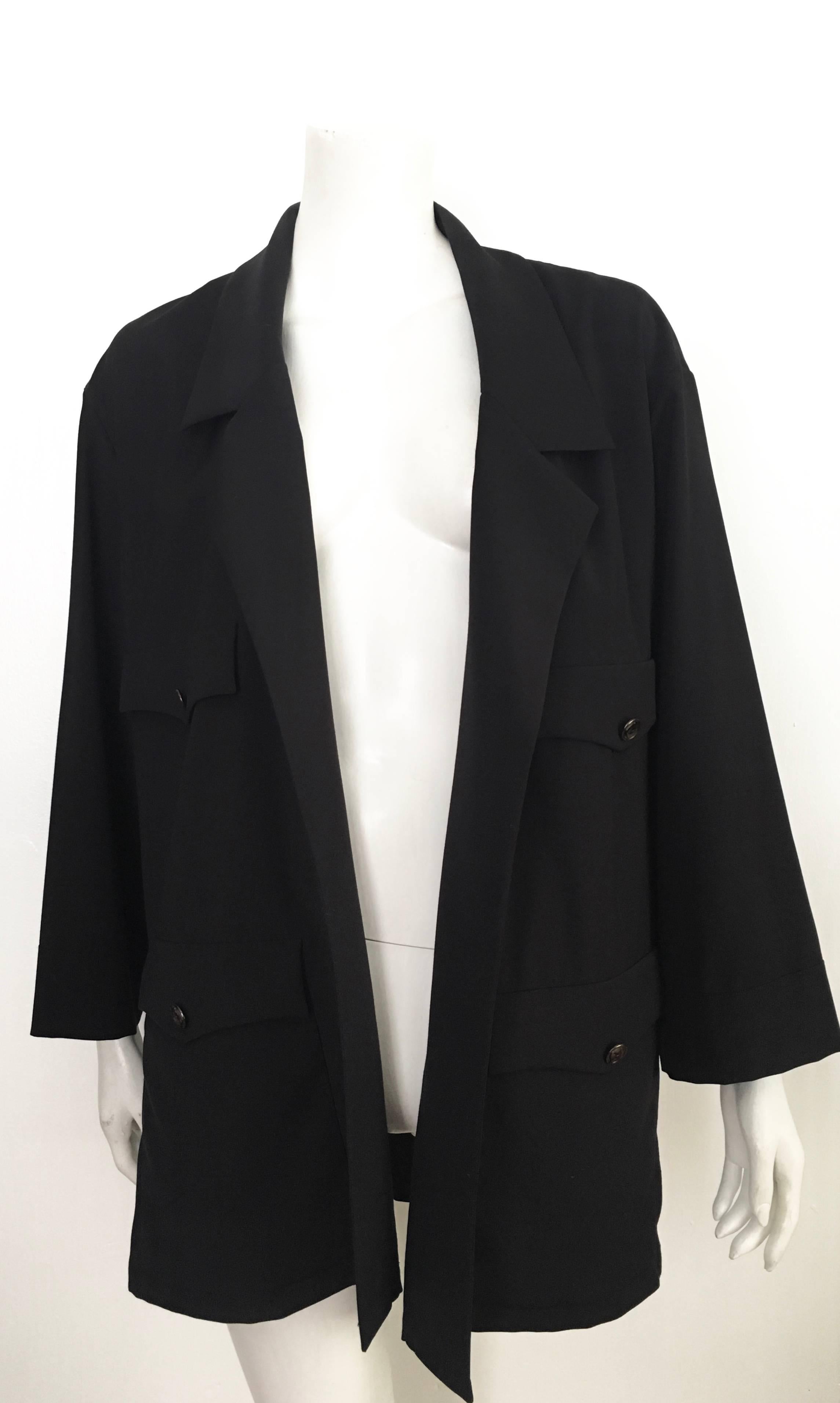 Black Karl Lagerfeld 1990s Navy Wool Smock Jacket Size 10.  For Sale