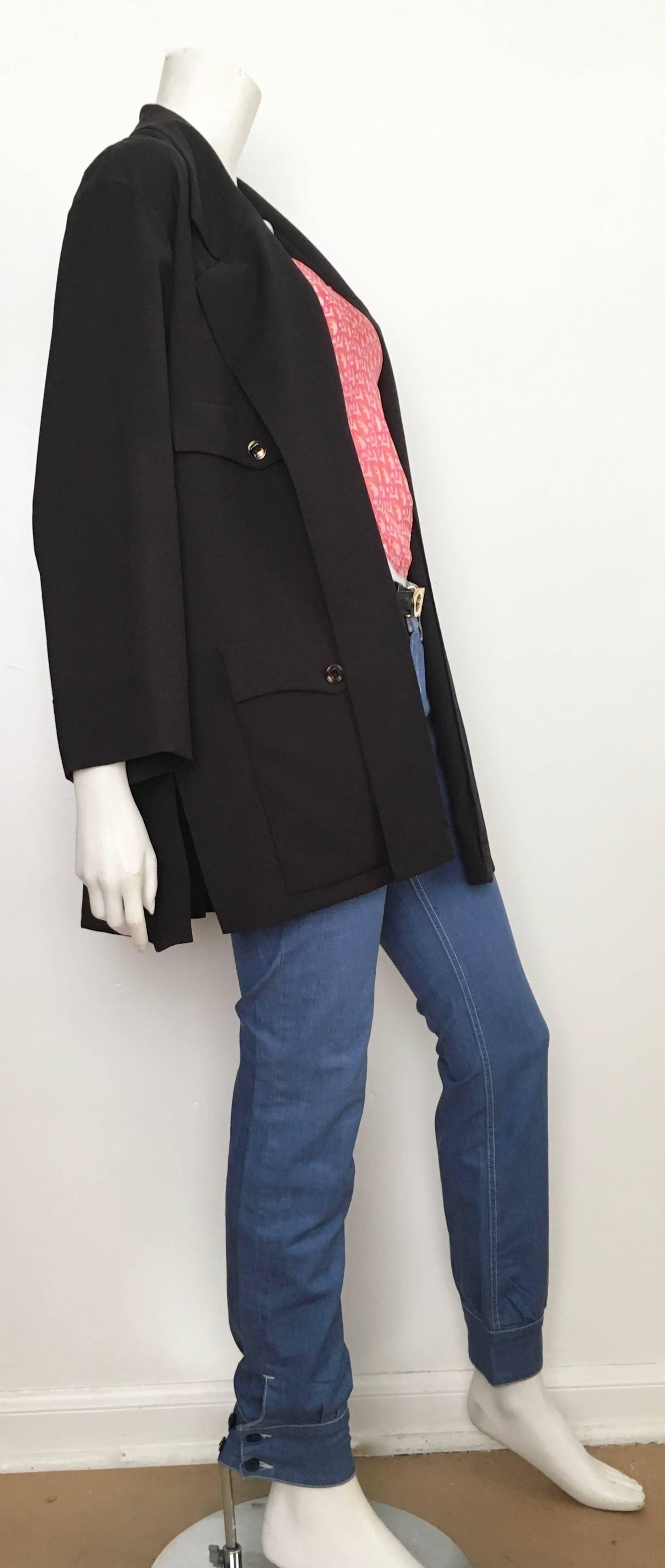 Karl Lagerfeld 1990s Navy Wool Smock Jacket Size 10.  For Sale 6