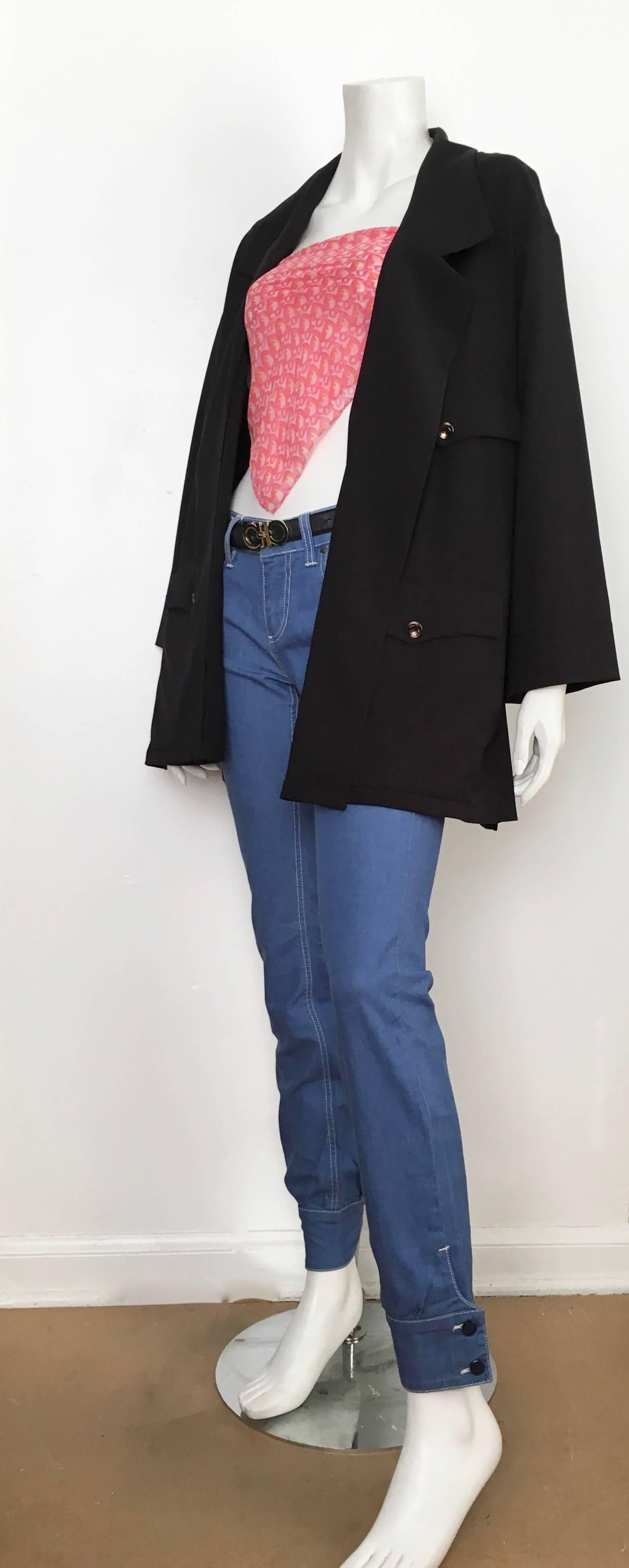 Karl Lagerfeld 1990s Navy Wool Smock Jacket Size 10.  For Sale 7