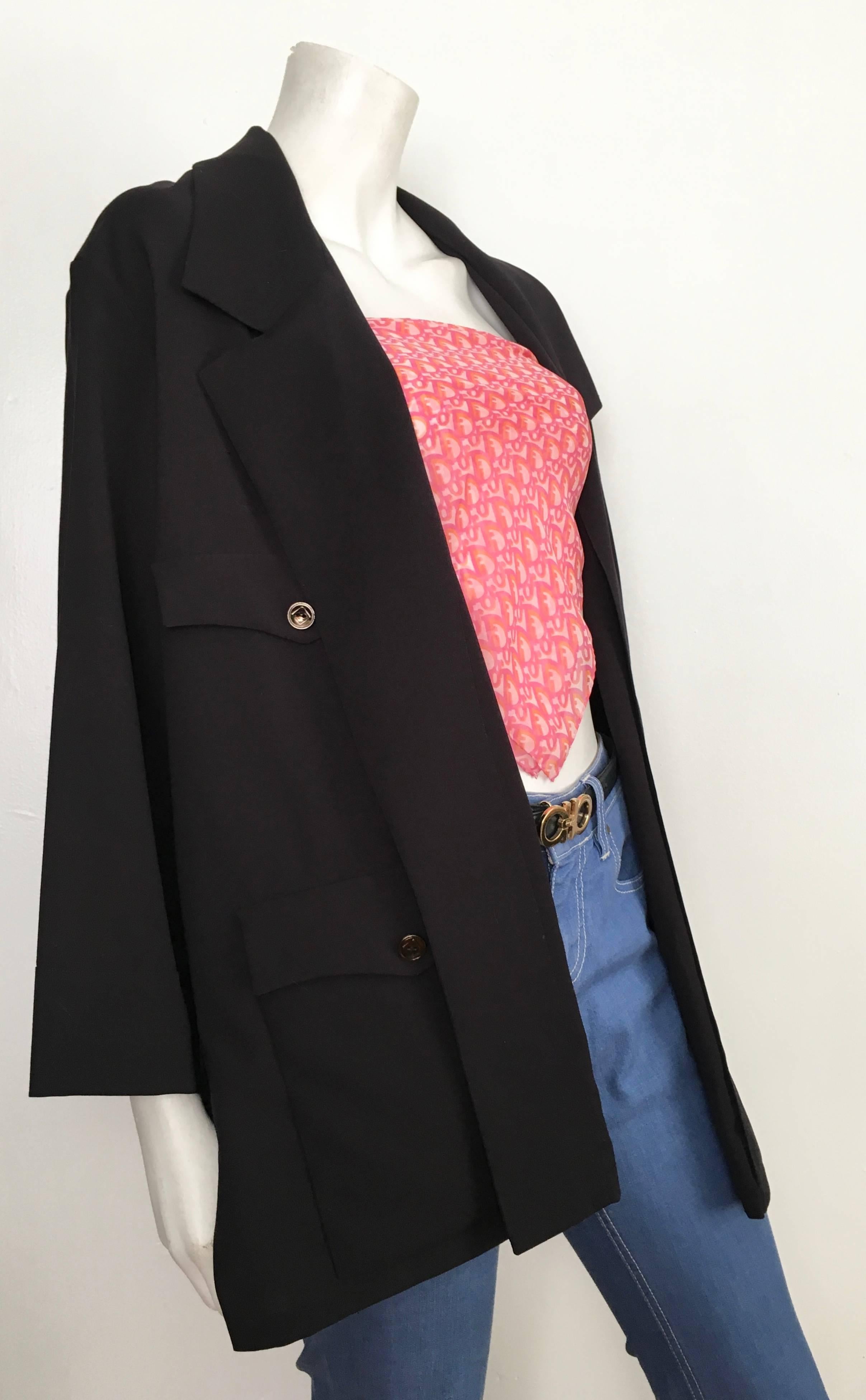 Karl Lagerfeld 1990s Navy Wool Smock Jacket Size 10.  For Sale 8