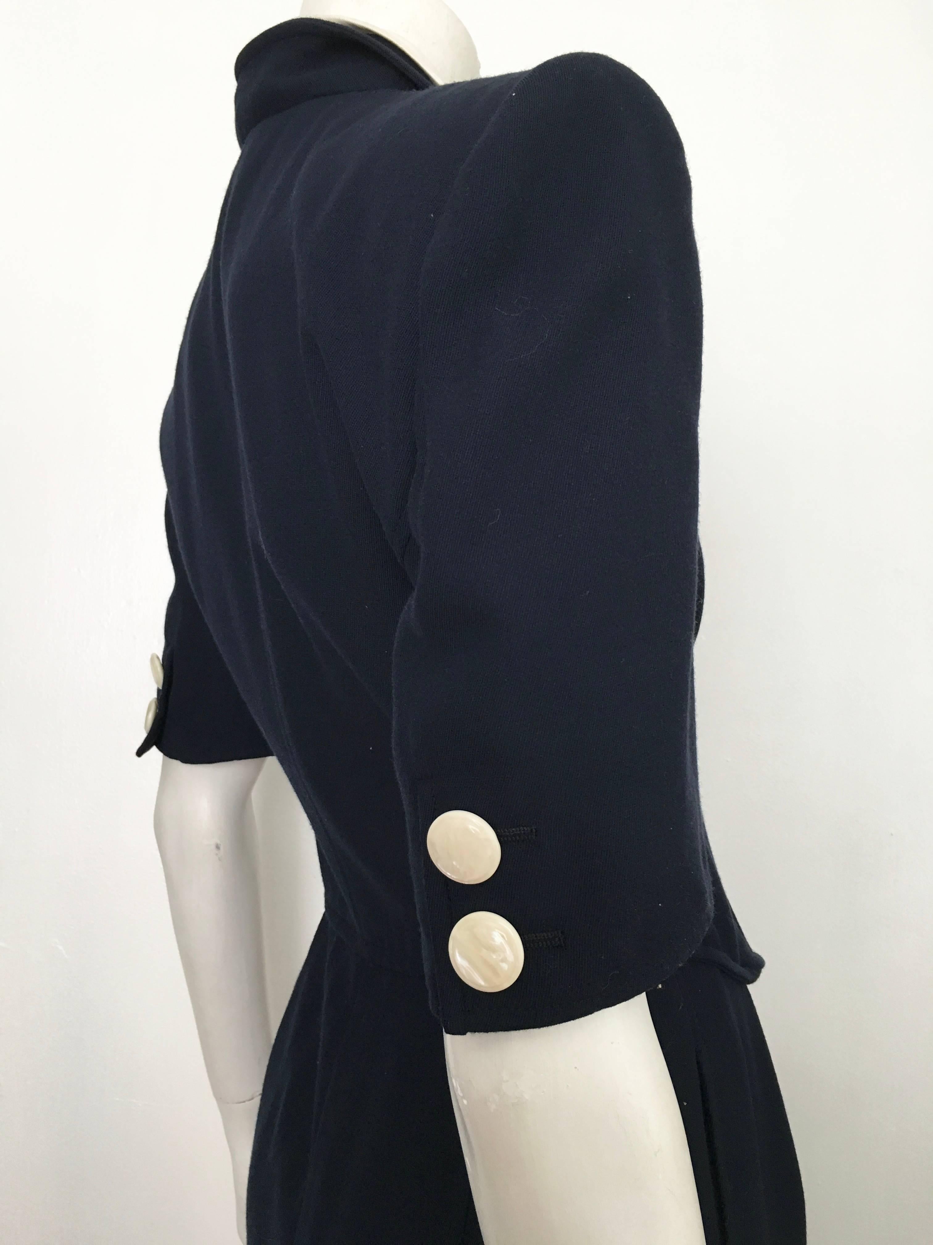 Valentino Boutique Wool Navy Jumpsuit with Pockets, 1980s   For Sale 3
