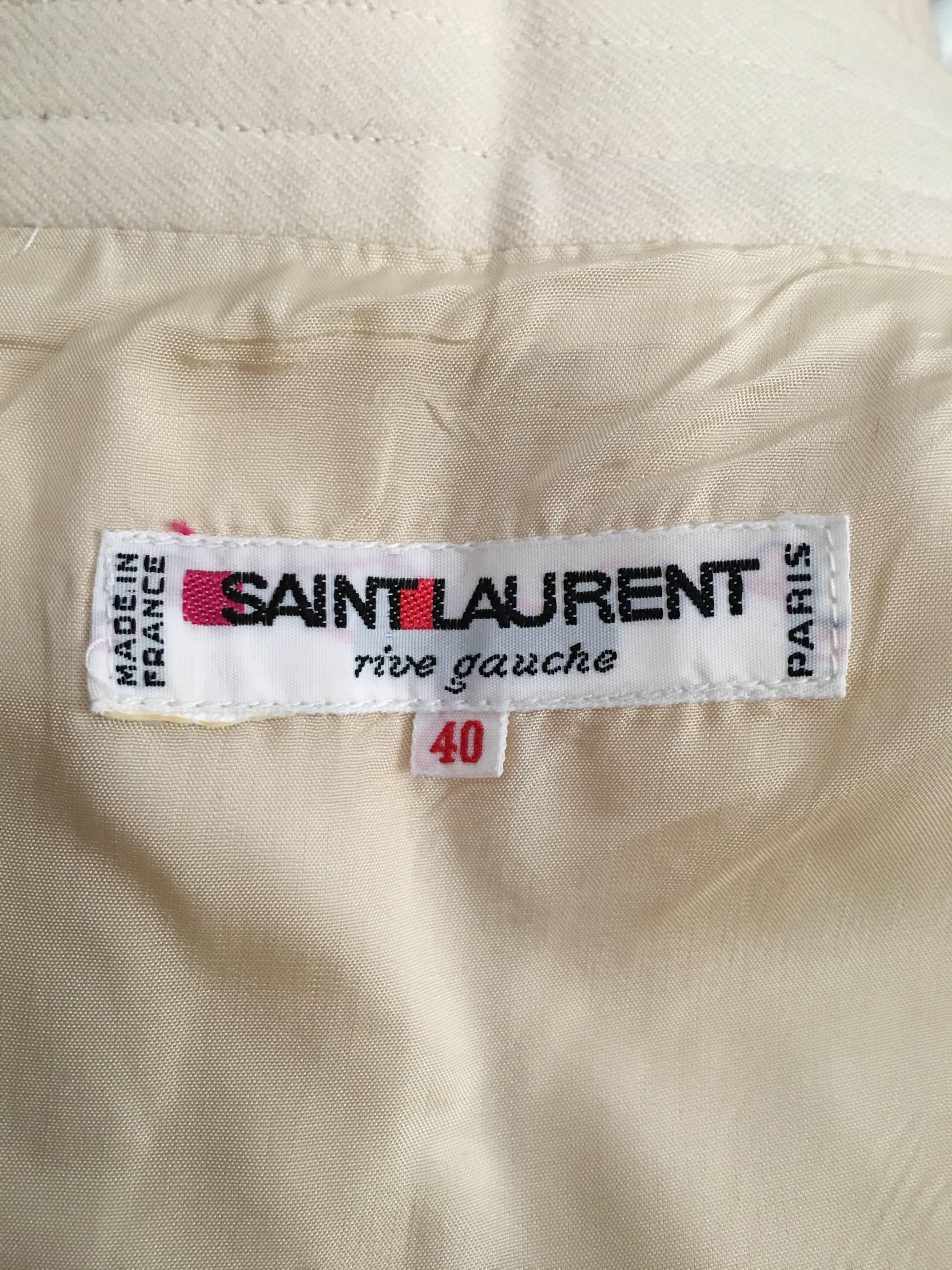 Saint Laurent Rive Gauche Wool Cream Pencil Skirt with Pockets, 1980s  For Sale 6