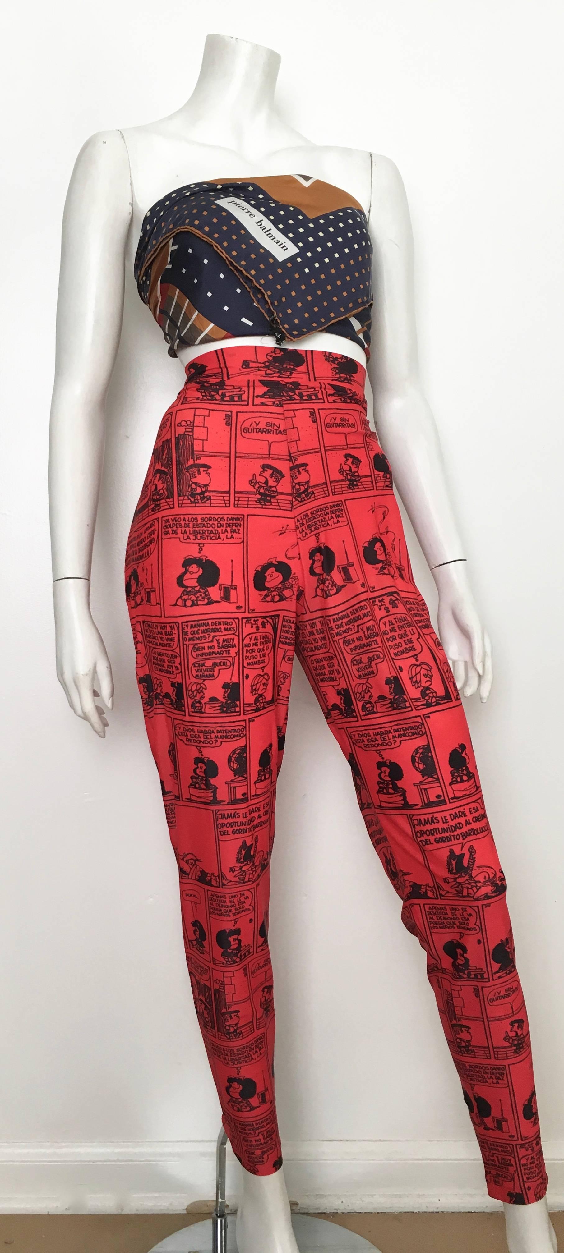 Jean Charles de Castelbajac 1990s cartoon knit stretch pants is a size 40 and fits like a size 6/8. The waist is 30
