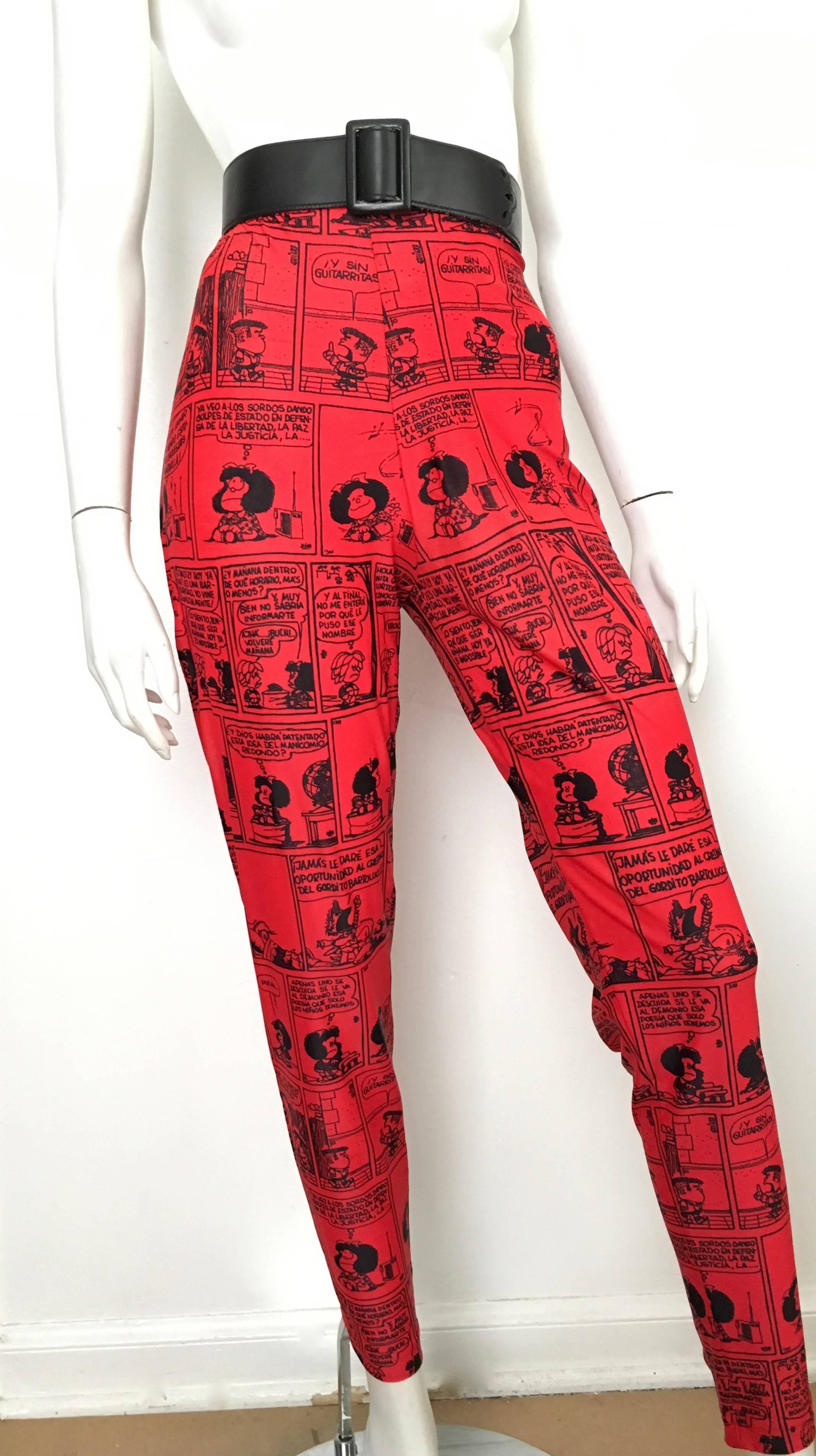 Jean Charles de Castelbajac 1990s Cartoon Knit Stretch Pants Size 6/8.  In Excellent Condition For Sale In Atlanta, GA
