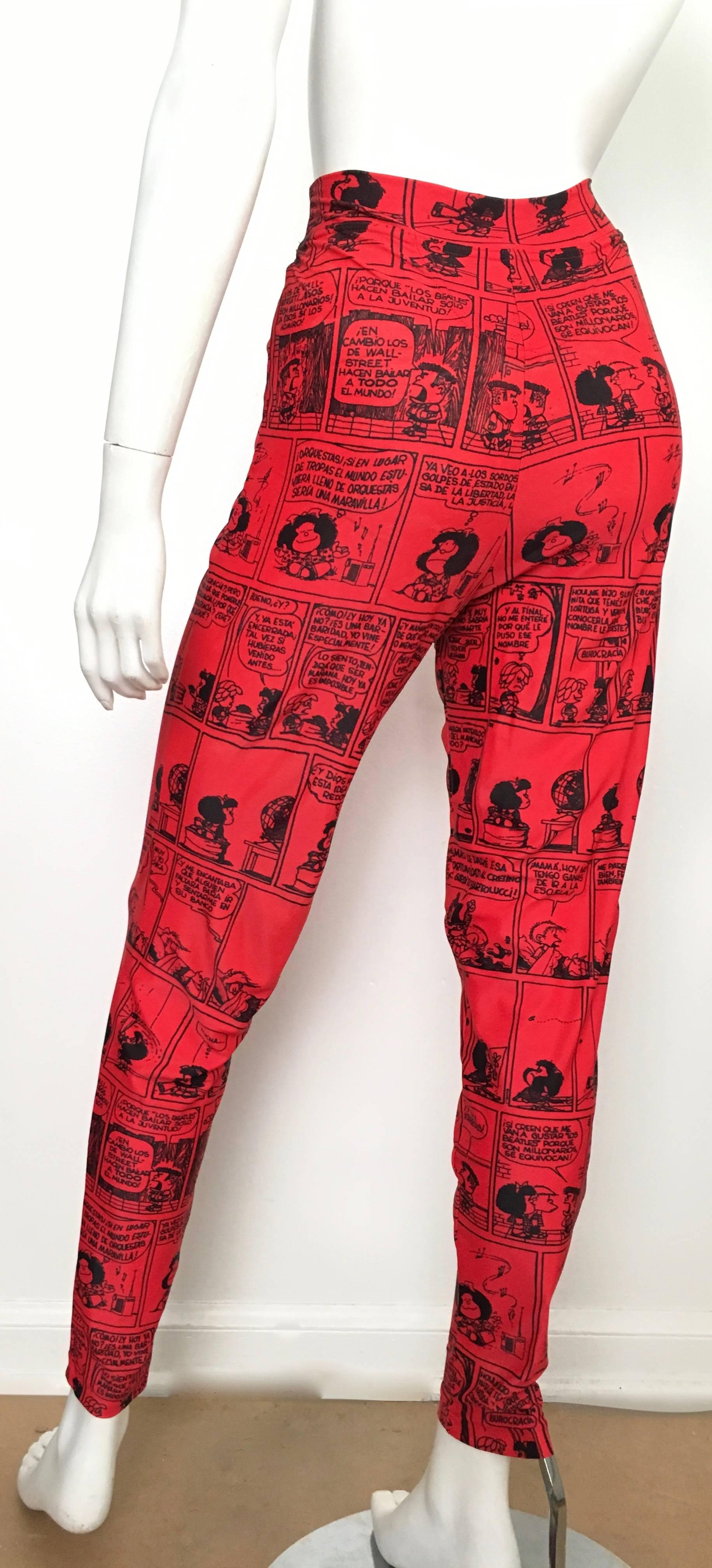 Jean Charles de Castelbajac 1990s Cartoon Knit Stretch Pants Size 6/8.  For Sale 3