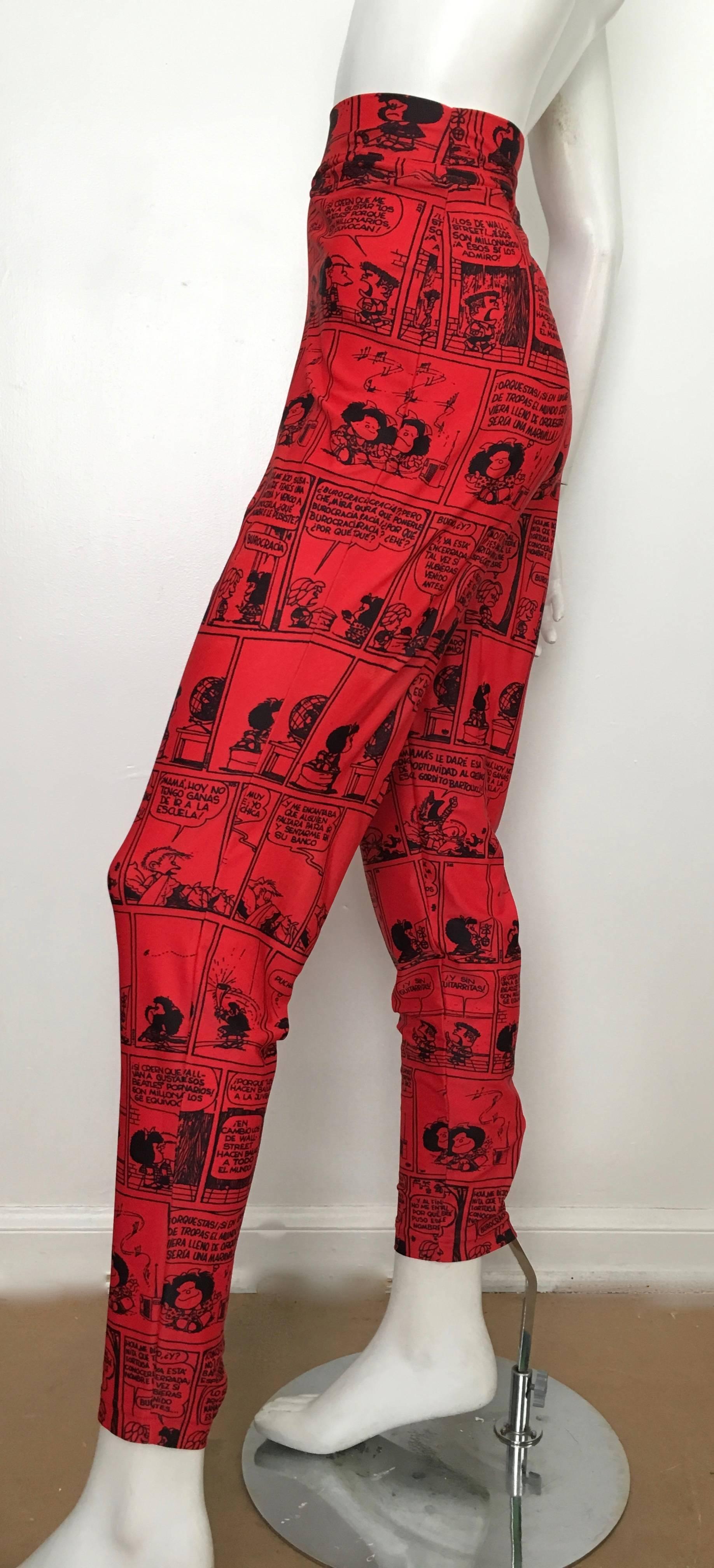 Jean Charles de Castelbajac 1990s Cartoon Knit Stretch Pants Size 6/8.  For Sale 4
