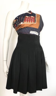 Patrick Kelly Paris 1980s Black Pleated Skirt Size 6.