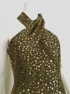 Morton Myles 1980s Gold Sequin Cocktail Dress Size 6.