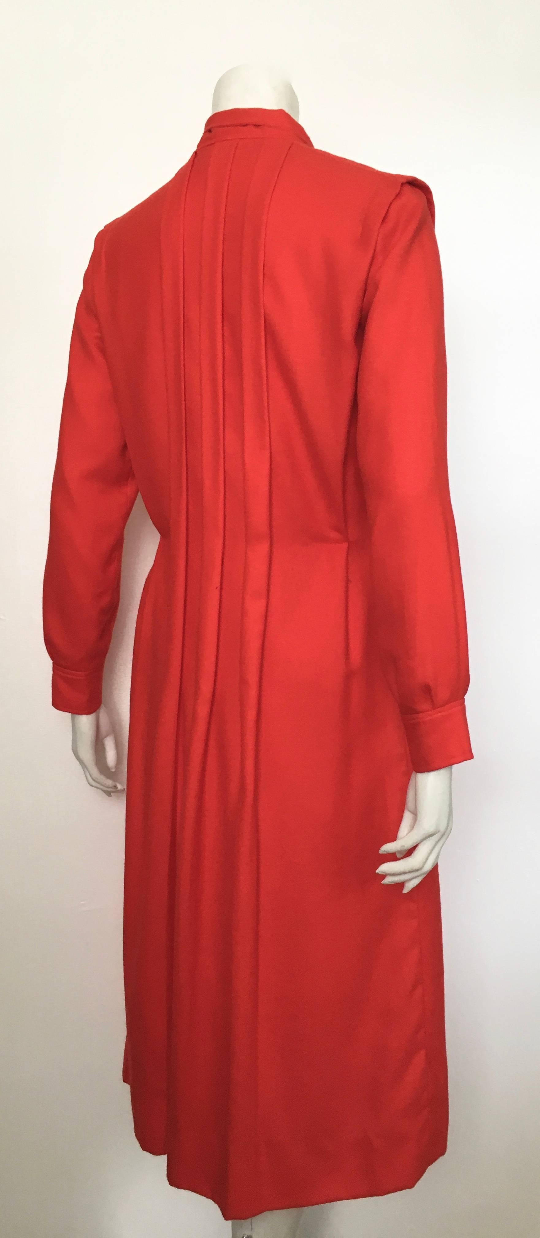 Courreges Red Wool Long Sleeve Dress with Pockets, 1980s  For Sale 1