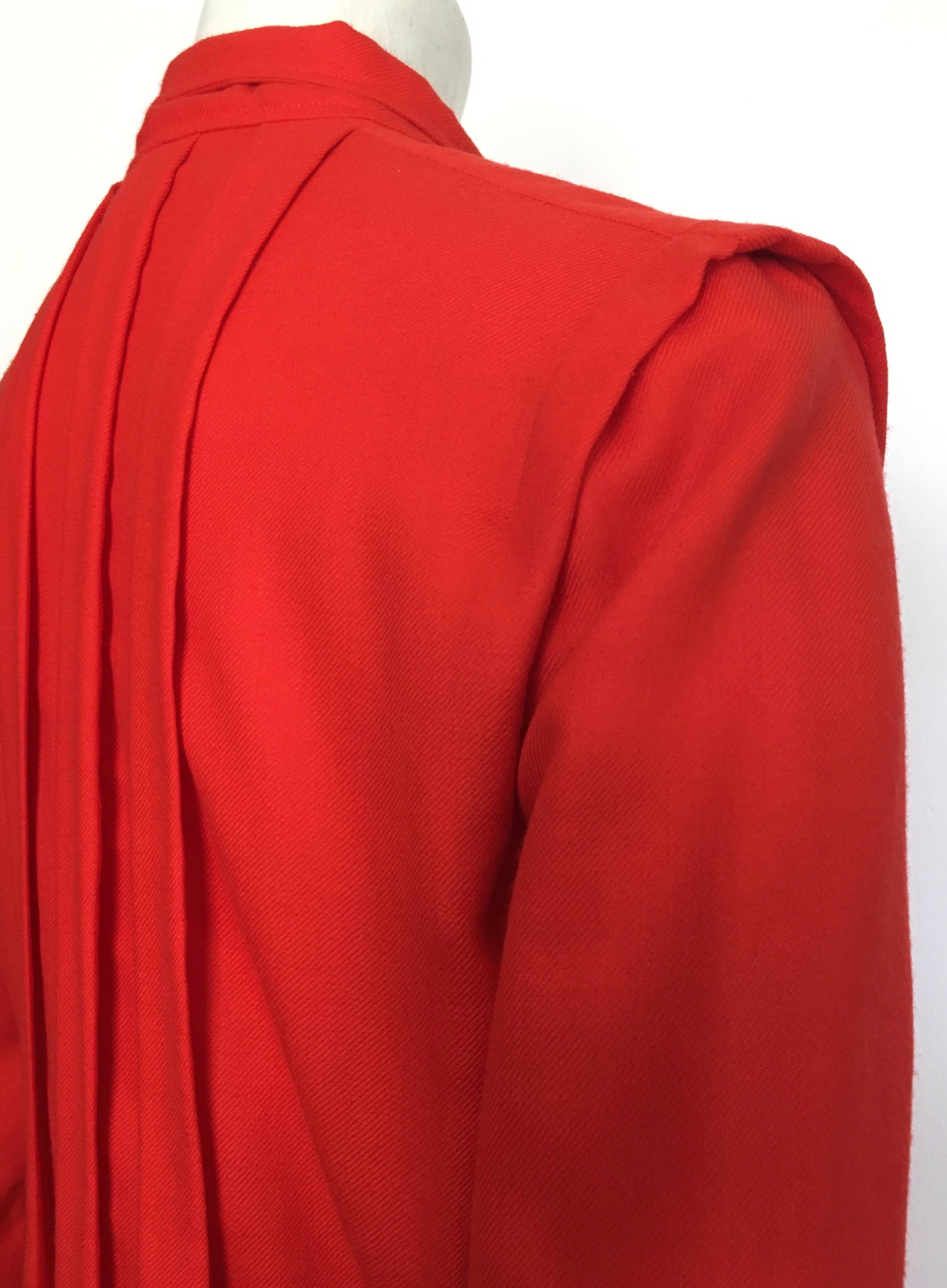 Courreges Red Wool Long Sleeve Dress with Pockets, 1980s  For Sale 2