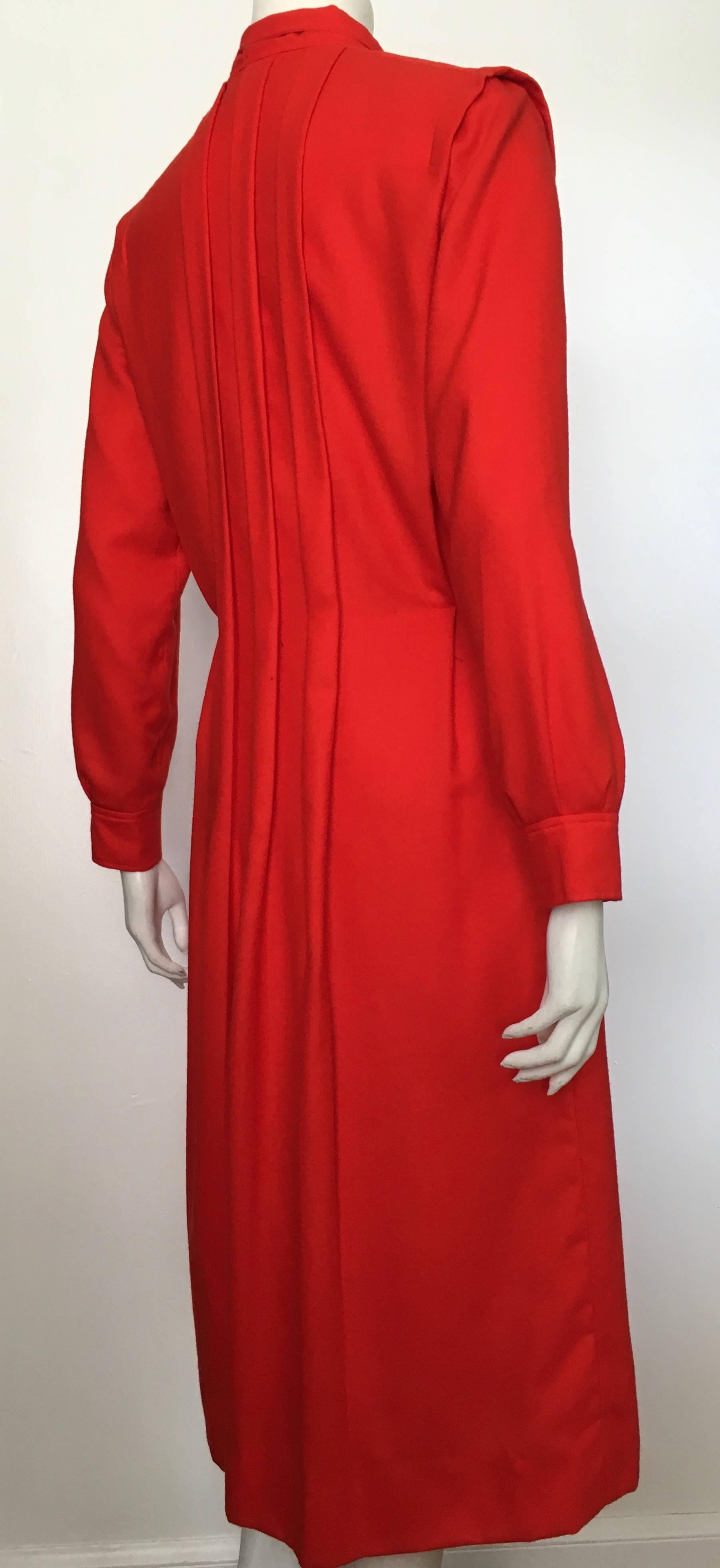 Courreges Red Wool Long Sleeve Dress with Pockets, 1980s  For Sale 10