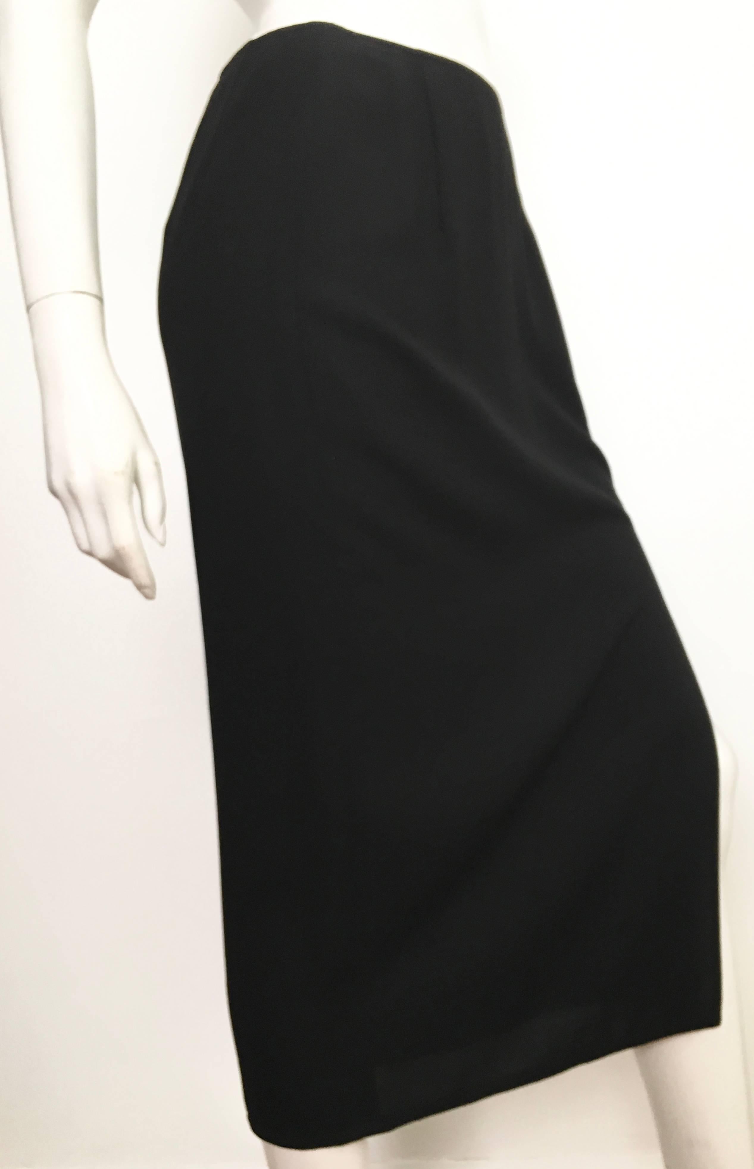 Donna Karan 1990s Black Wool Long Skirt Made in Italy Size 6. For Sale 4