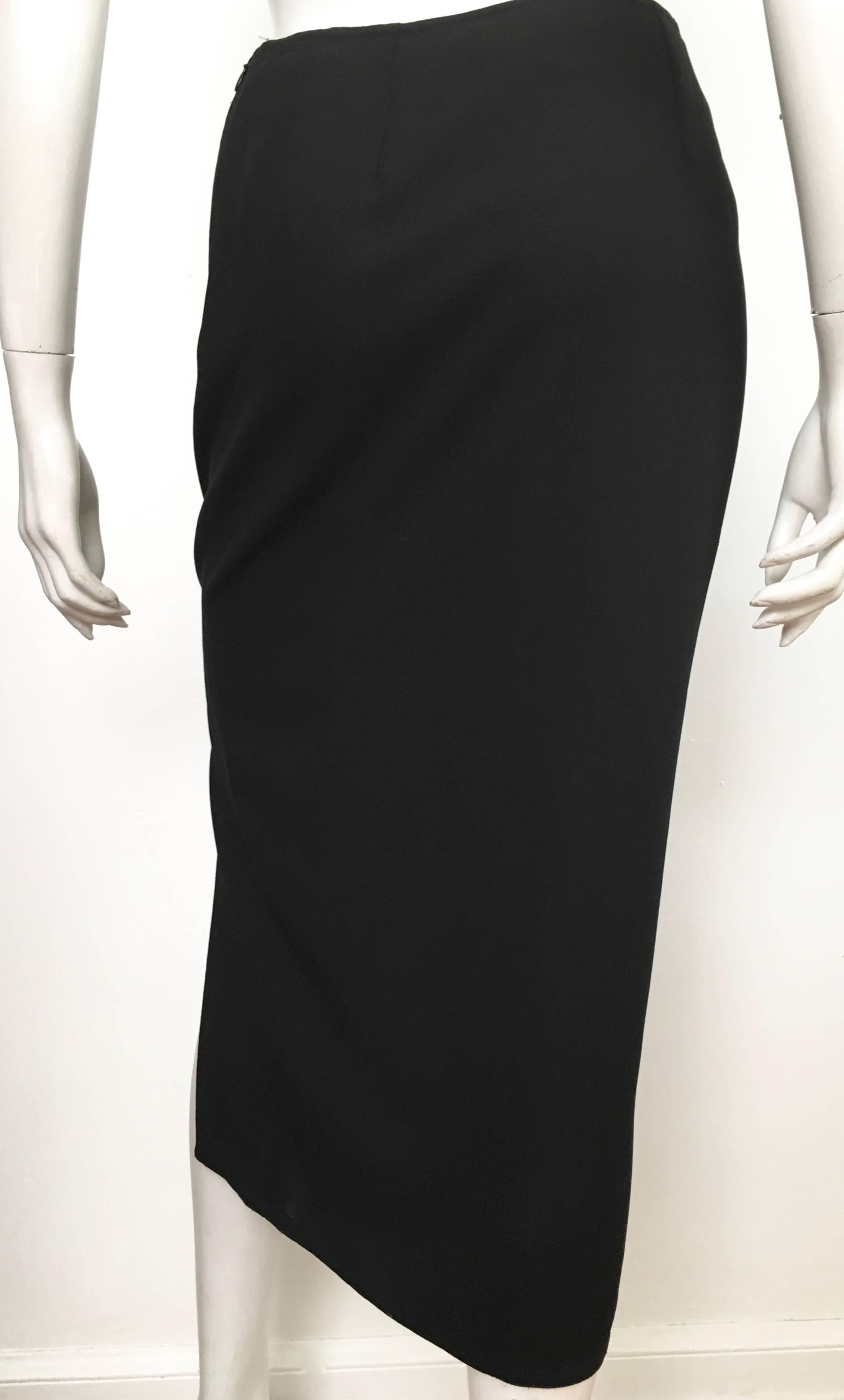 Donna Karan 1990s Black Wool Long Skirt Made in Italy Size 6. For Sale 5