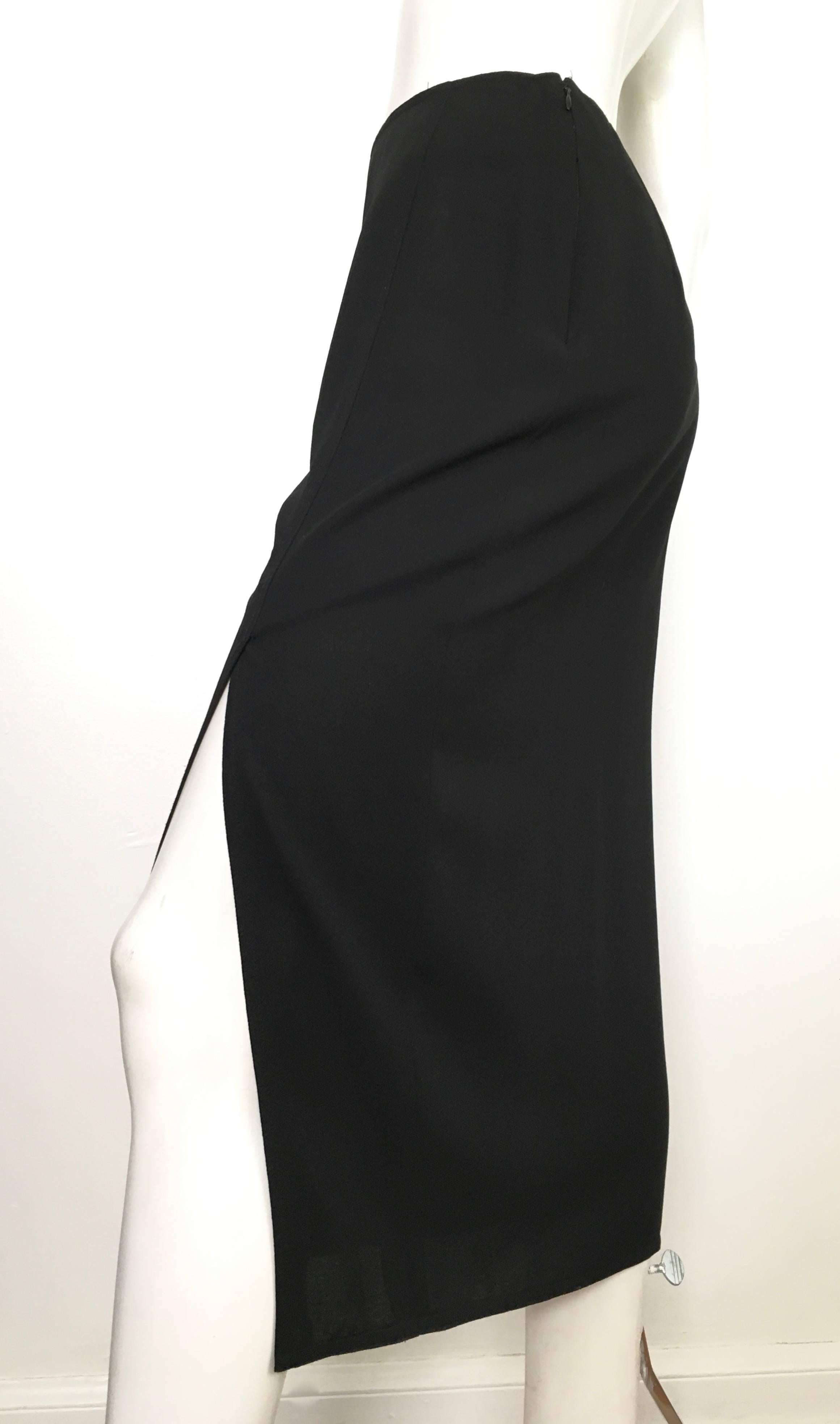 Donna Karan 1990s Black Wool Long Skirt Made in Italy Size 6. For Sale 6