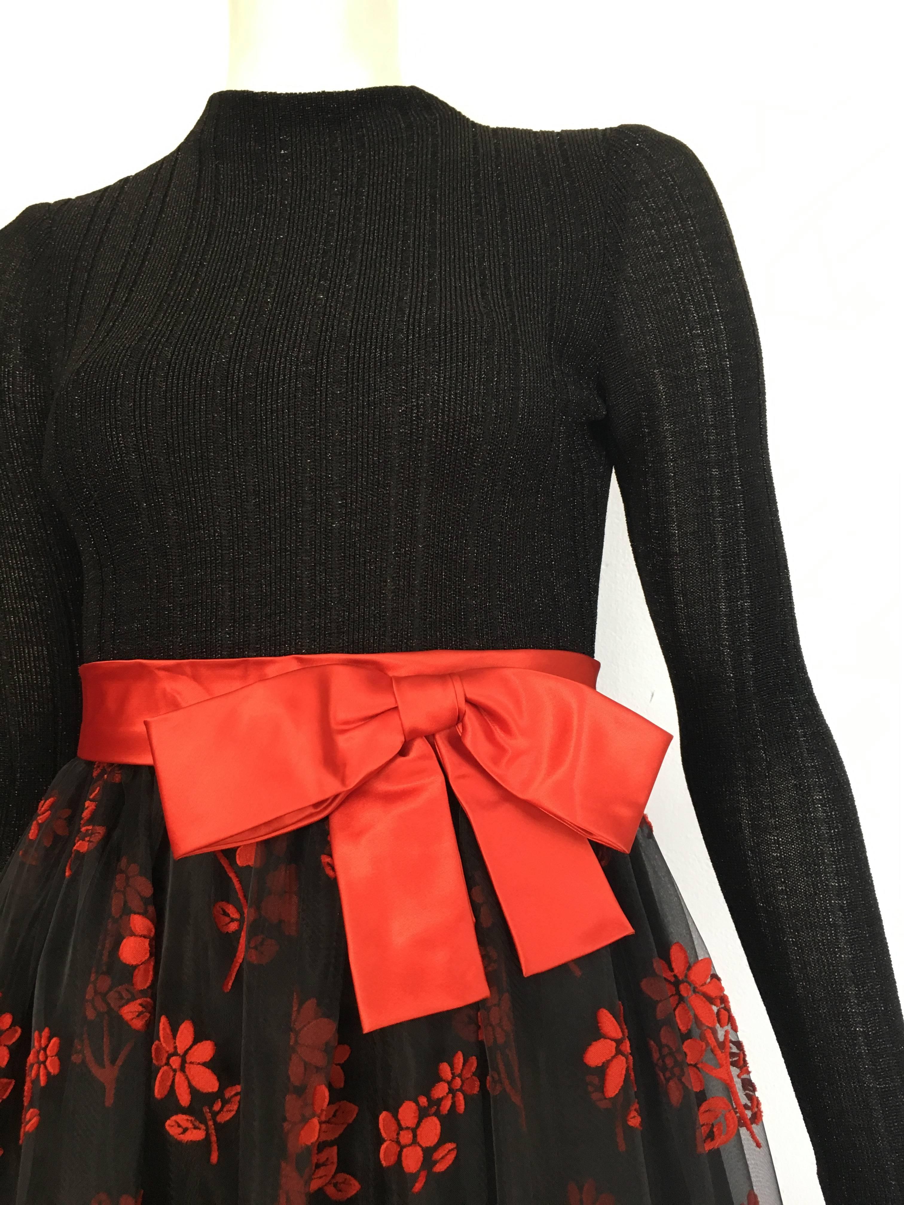 Huey Waltzer 1970s Black Long Sleeve Maxi Evening Dress Size 4. For Sale 3