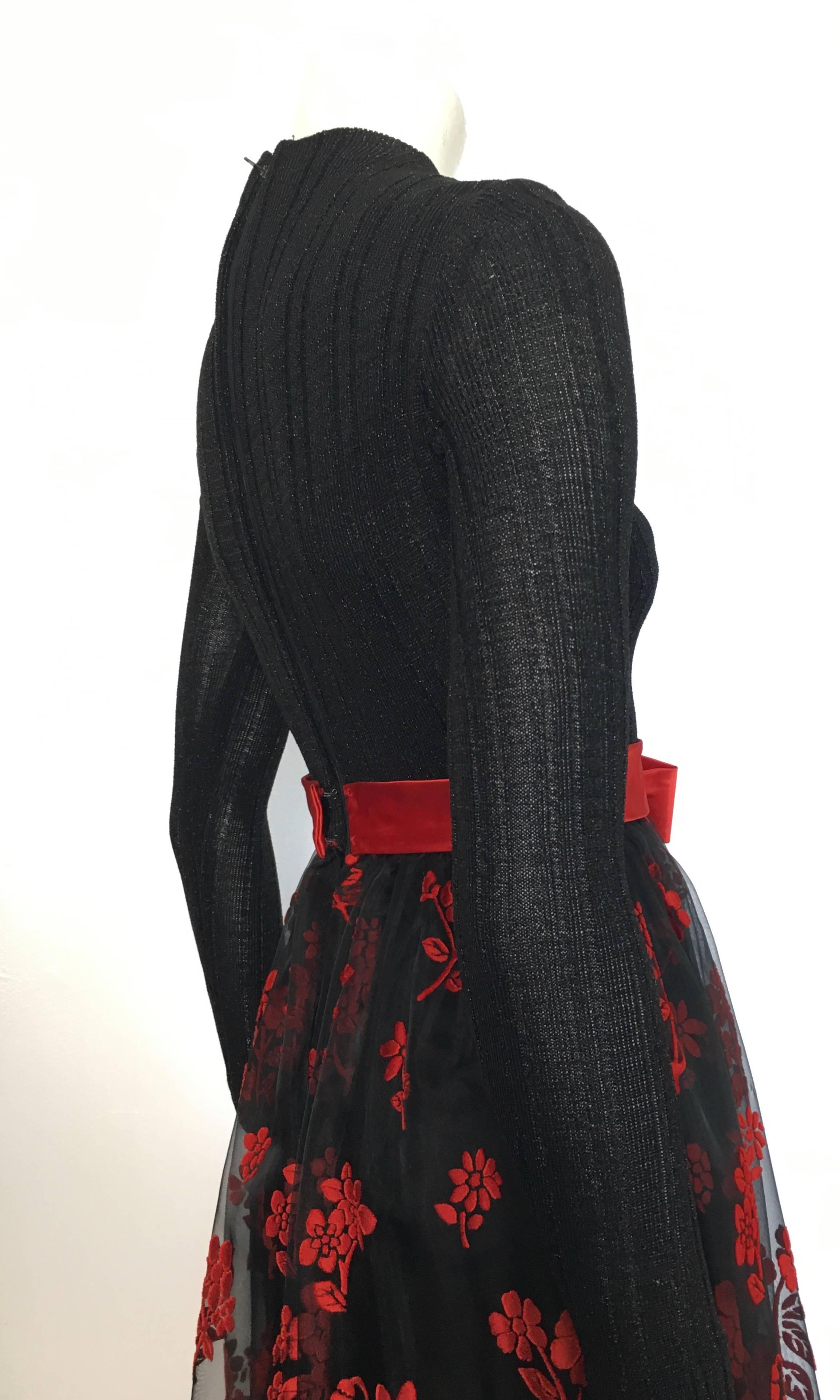 Huey Waltzer 1970s Black Long Sleeve Maxi Evening Dress Size 4. For Sale 8
