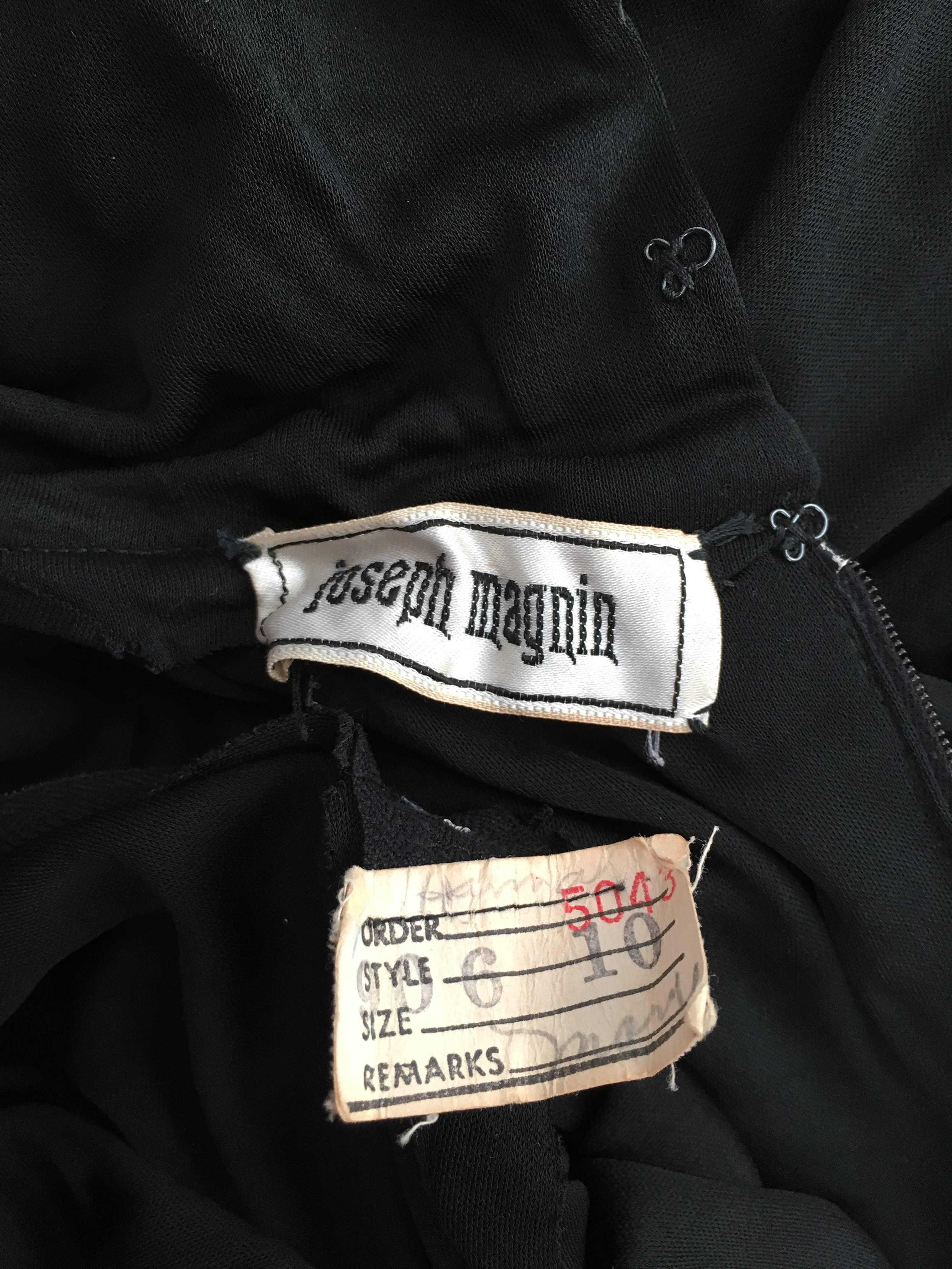 Joseph Magnin 1960s Black Jersey Maxi Dress Size 4.  For Sale 10