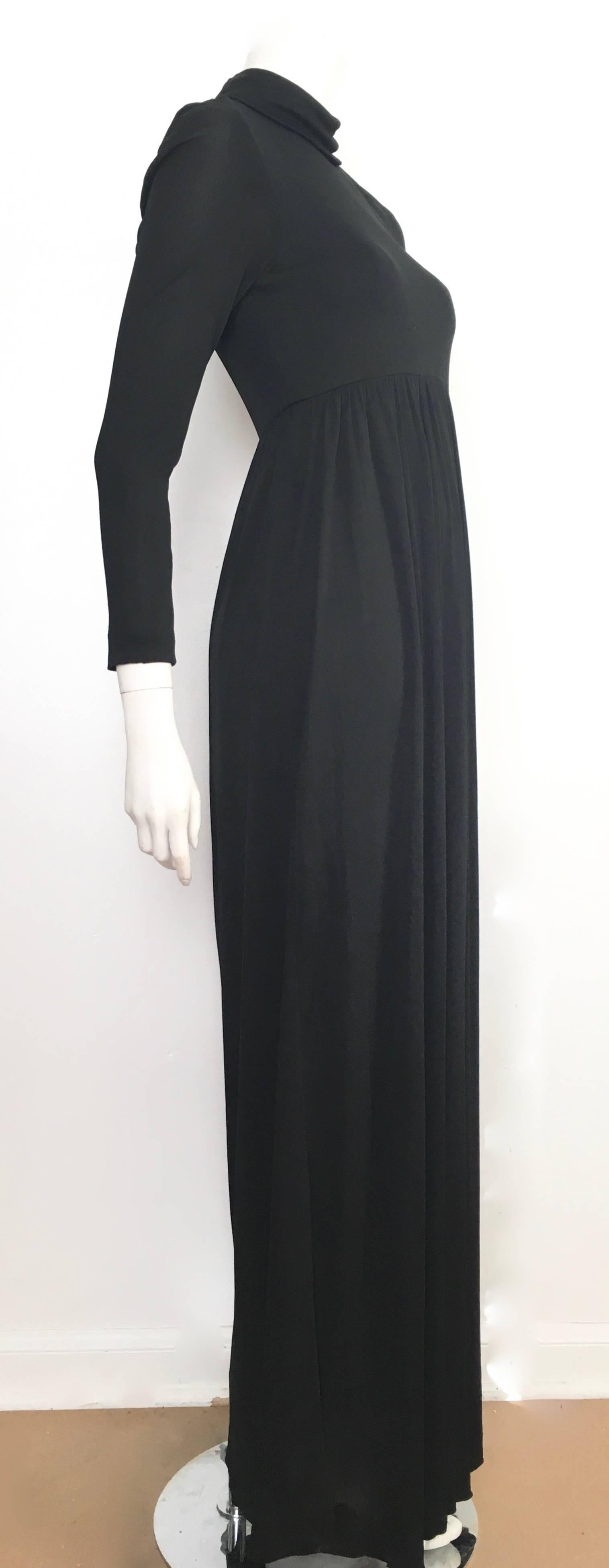 Women's or Men's Joseph Magnin 1960s Black Jersey Maxi Dress Size 4.  For Sale