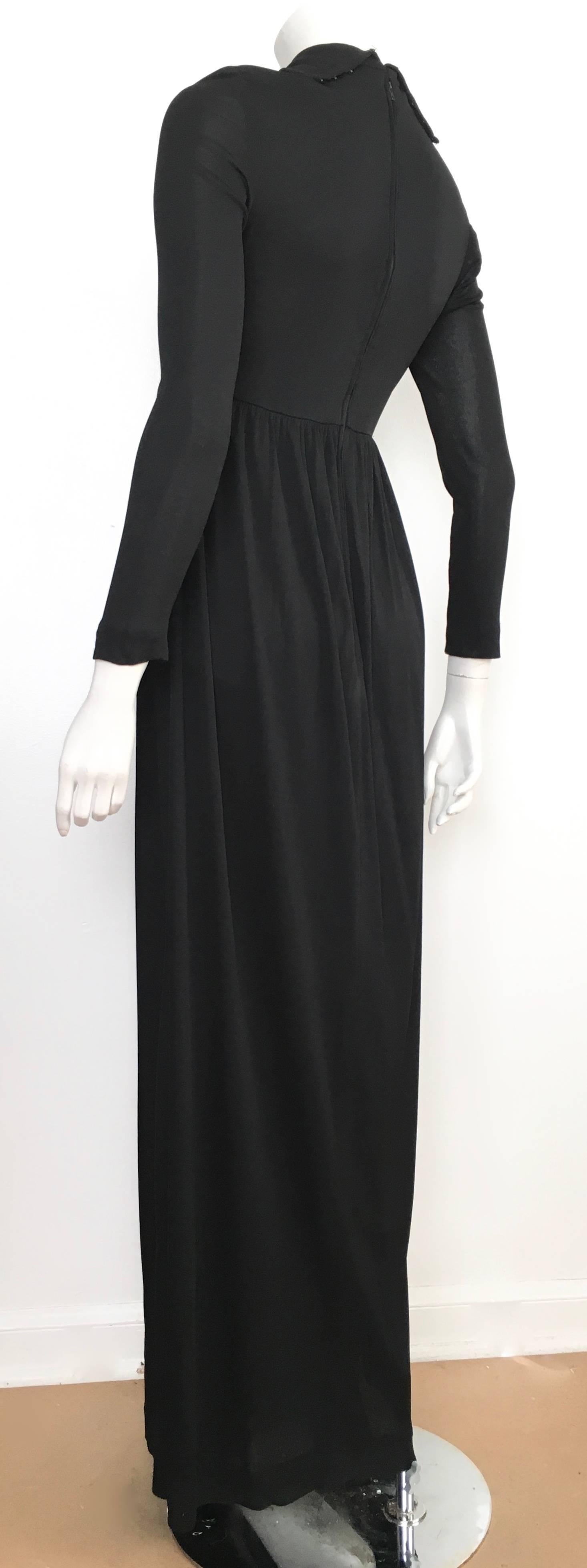Joseph Magnin 1960s Black Jersey Maxi Dress Size 4.  For Sale 4